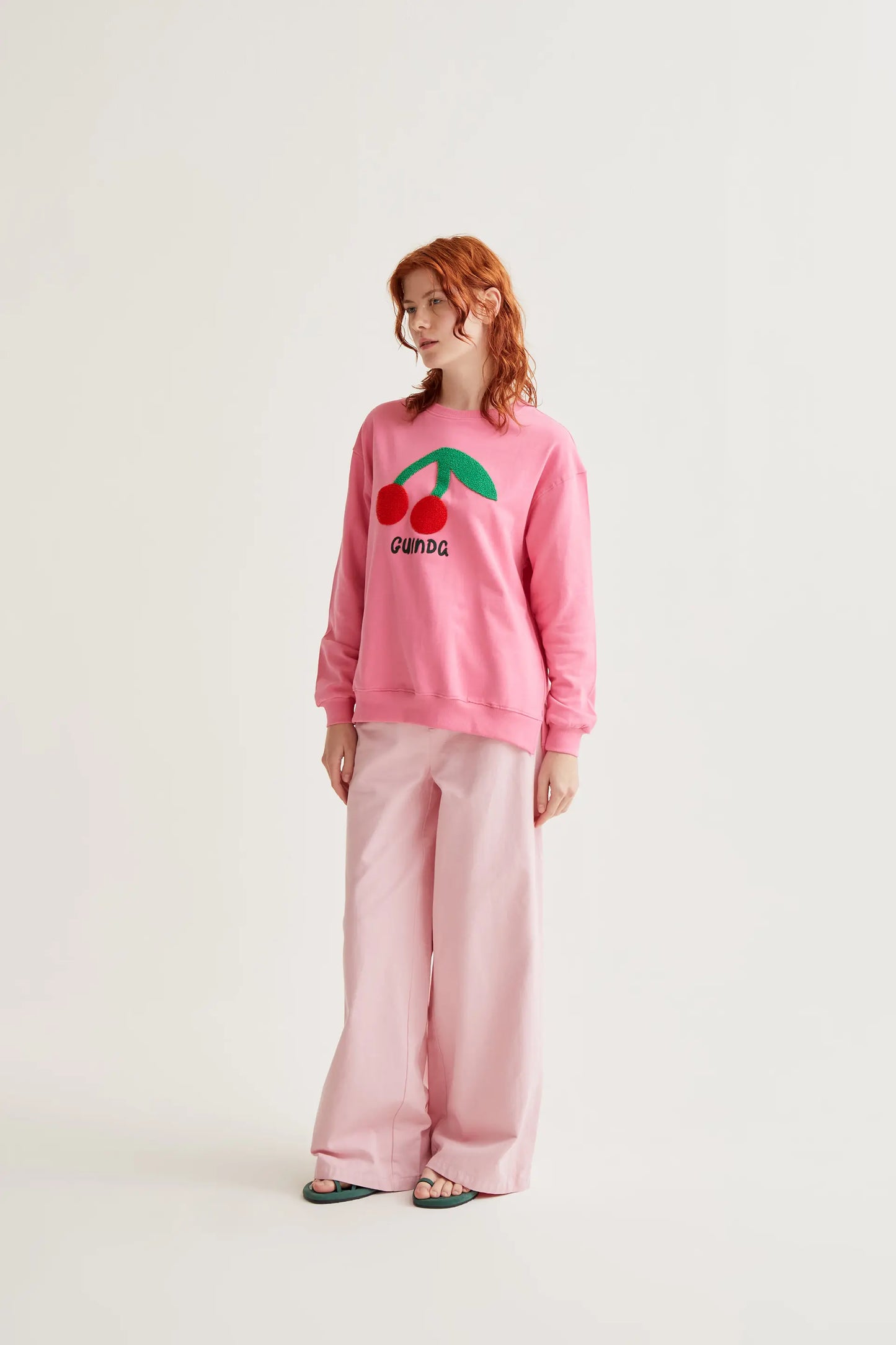 Sweatshirt with giant cherry embroidery