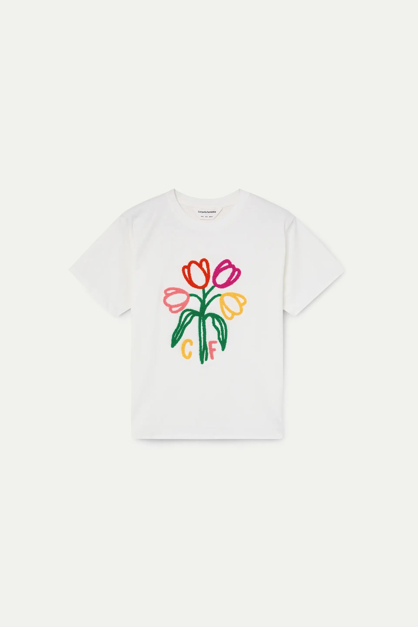 T-shirt with embroidered tulips "CF"