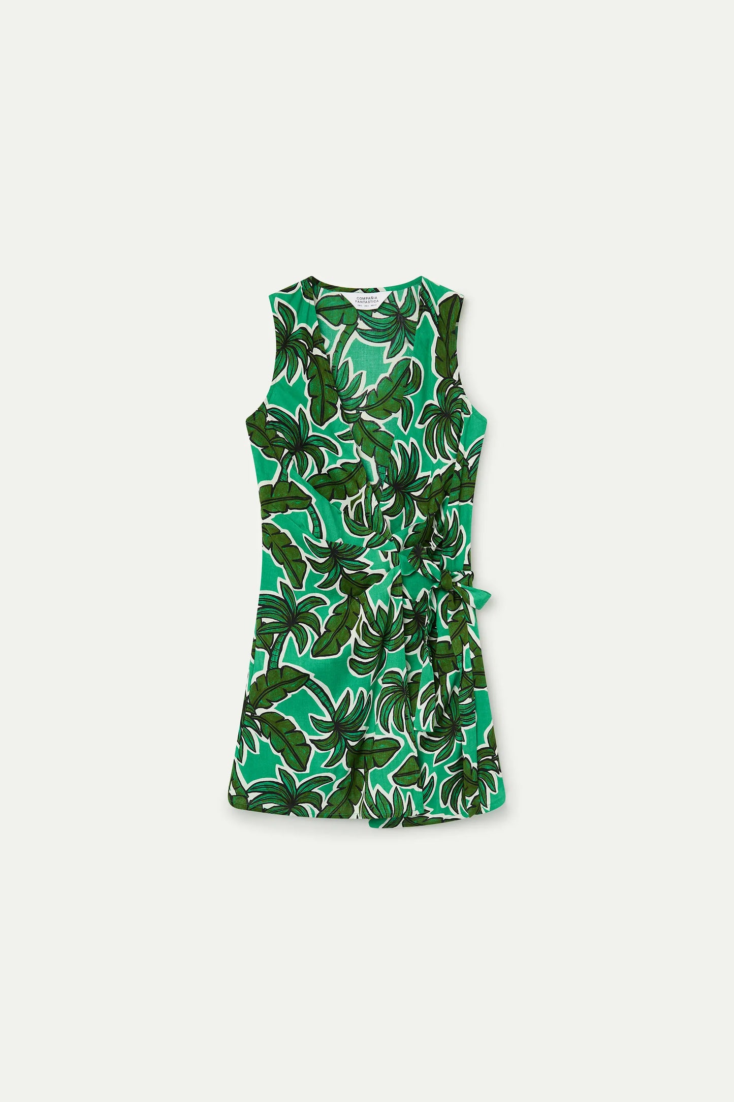 Vestido corto lazado con estampado Palm Tree