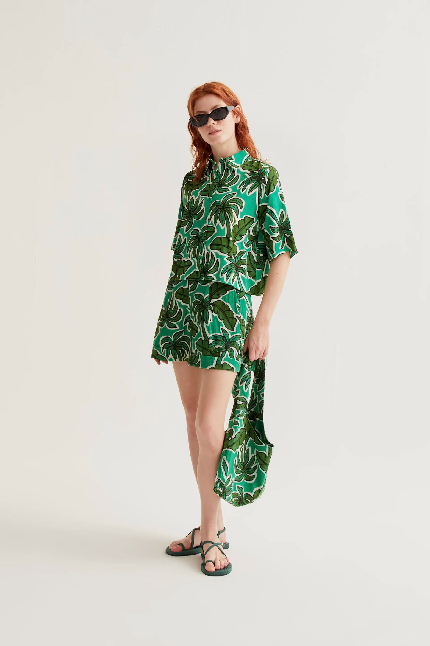 Camicia con stampa di palme