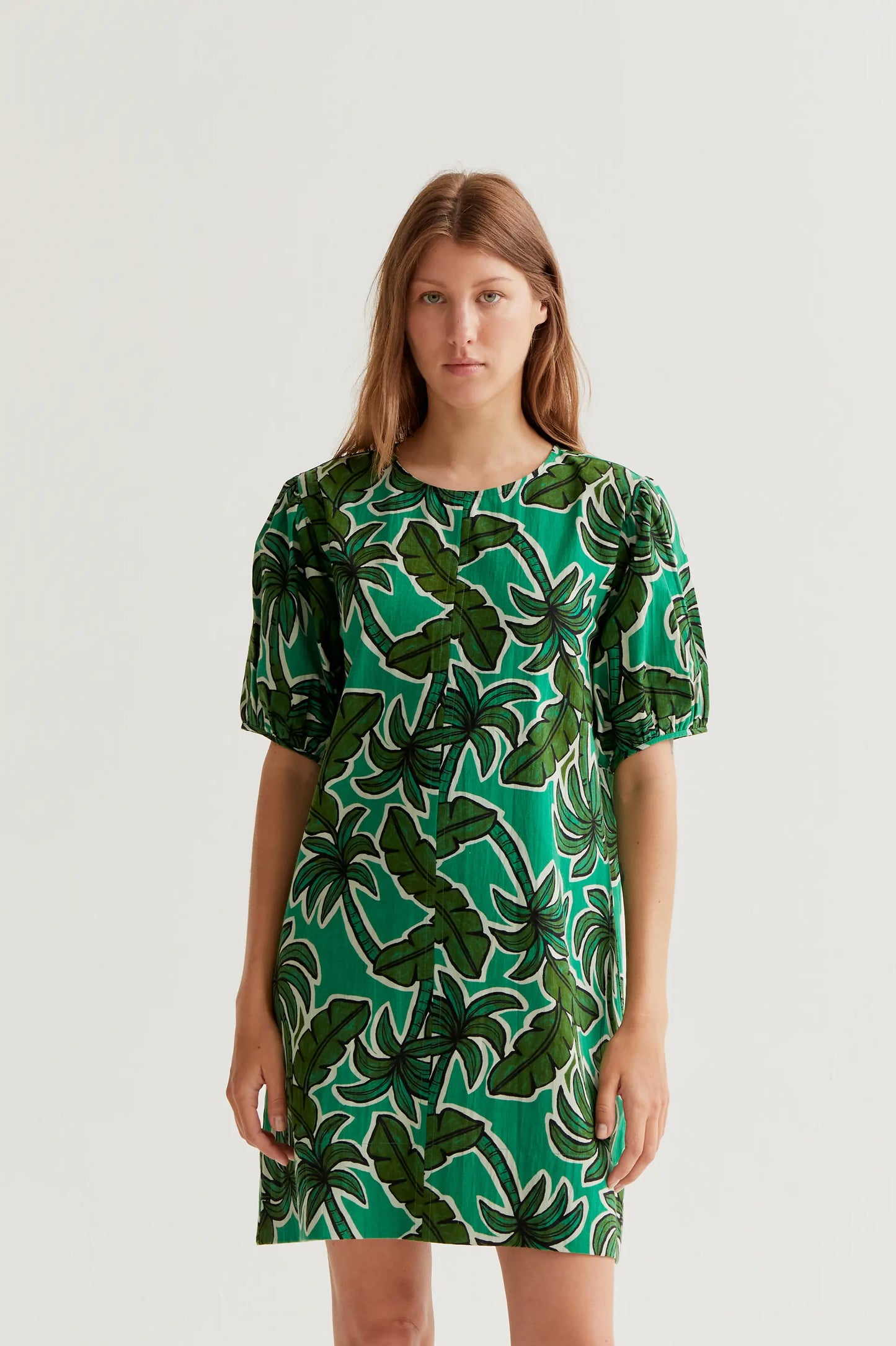 Short dress with Palm Tree print