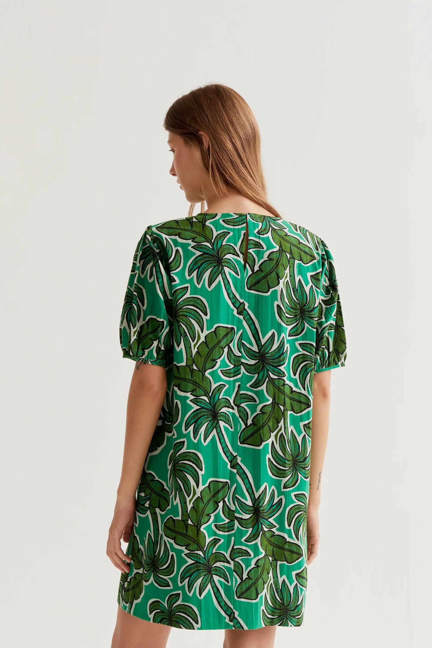 Short dress with Palm Tree print