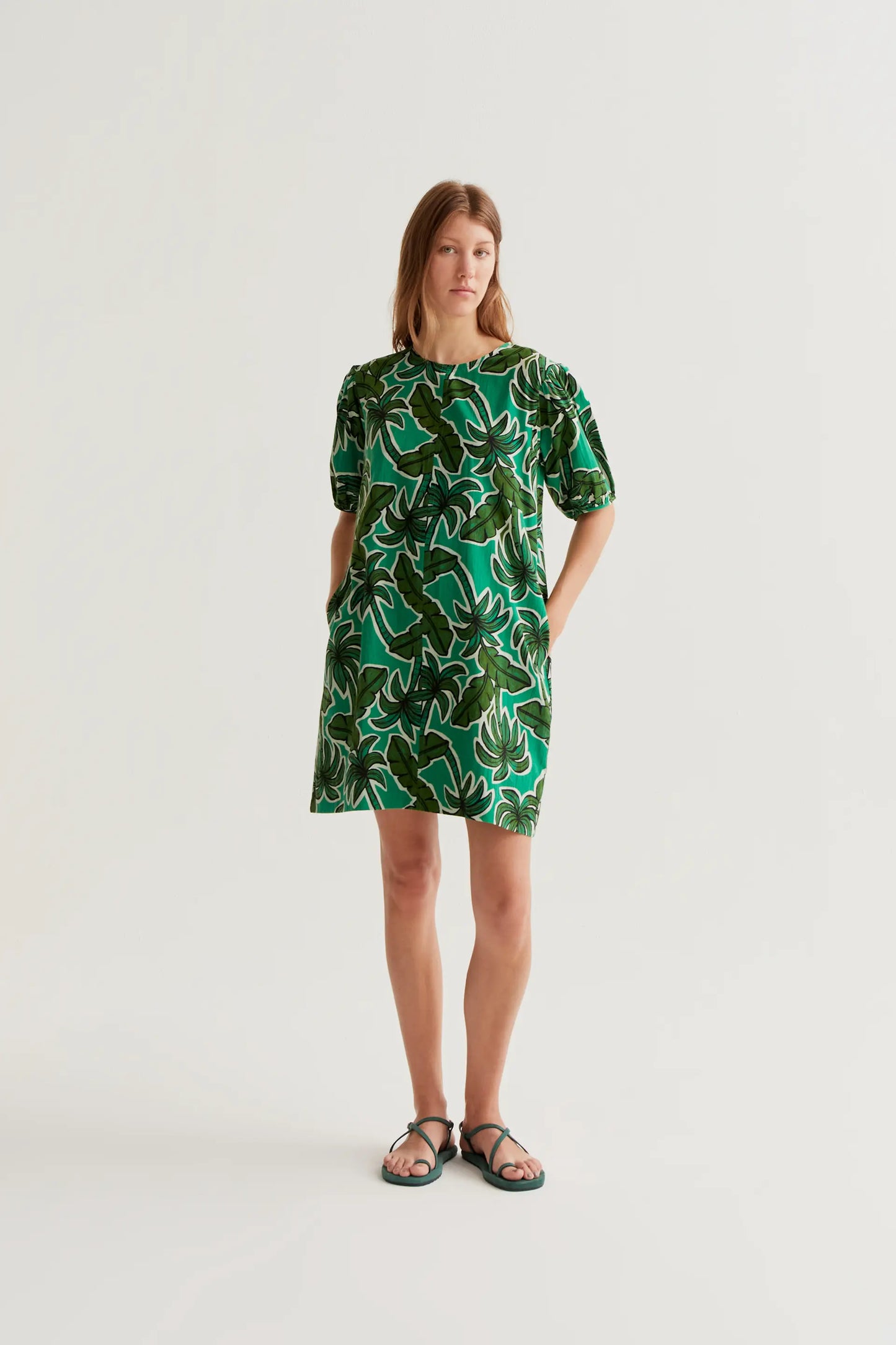 Short dress with Palm Tree print