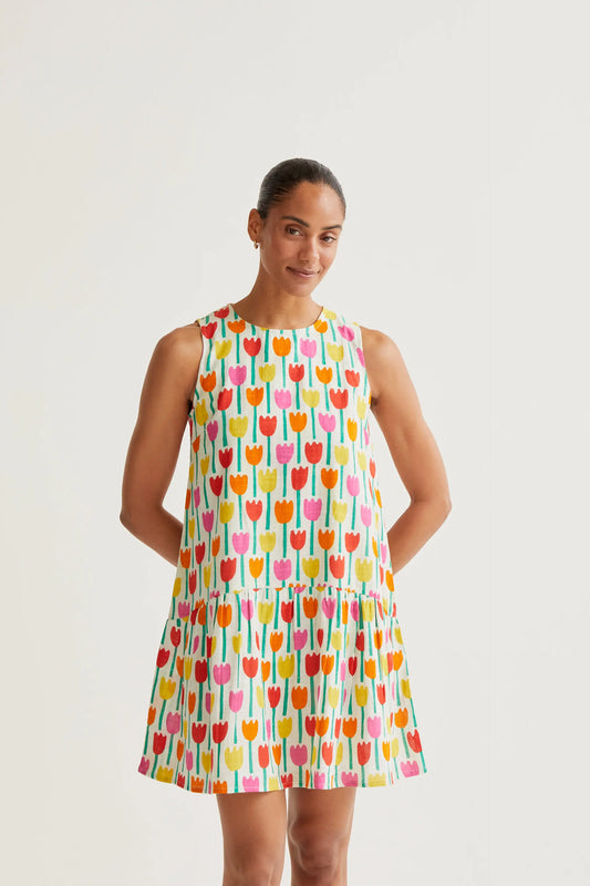 Vestido corto con estampado Tulipa
