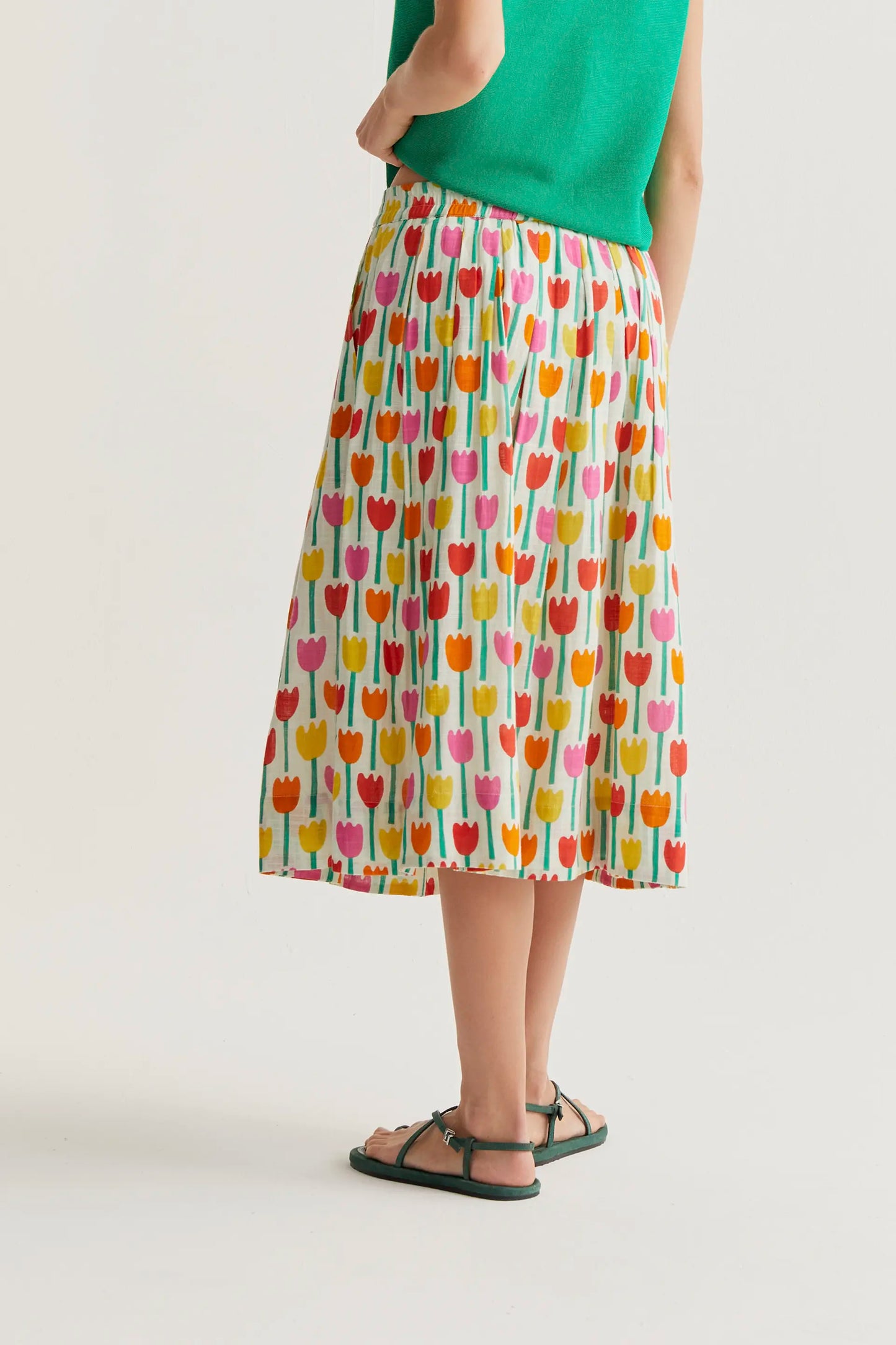 Falda midi con estampado Tulipa
