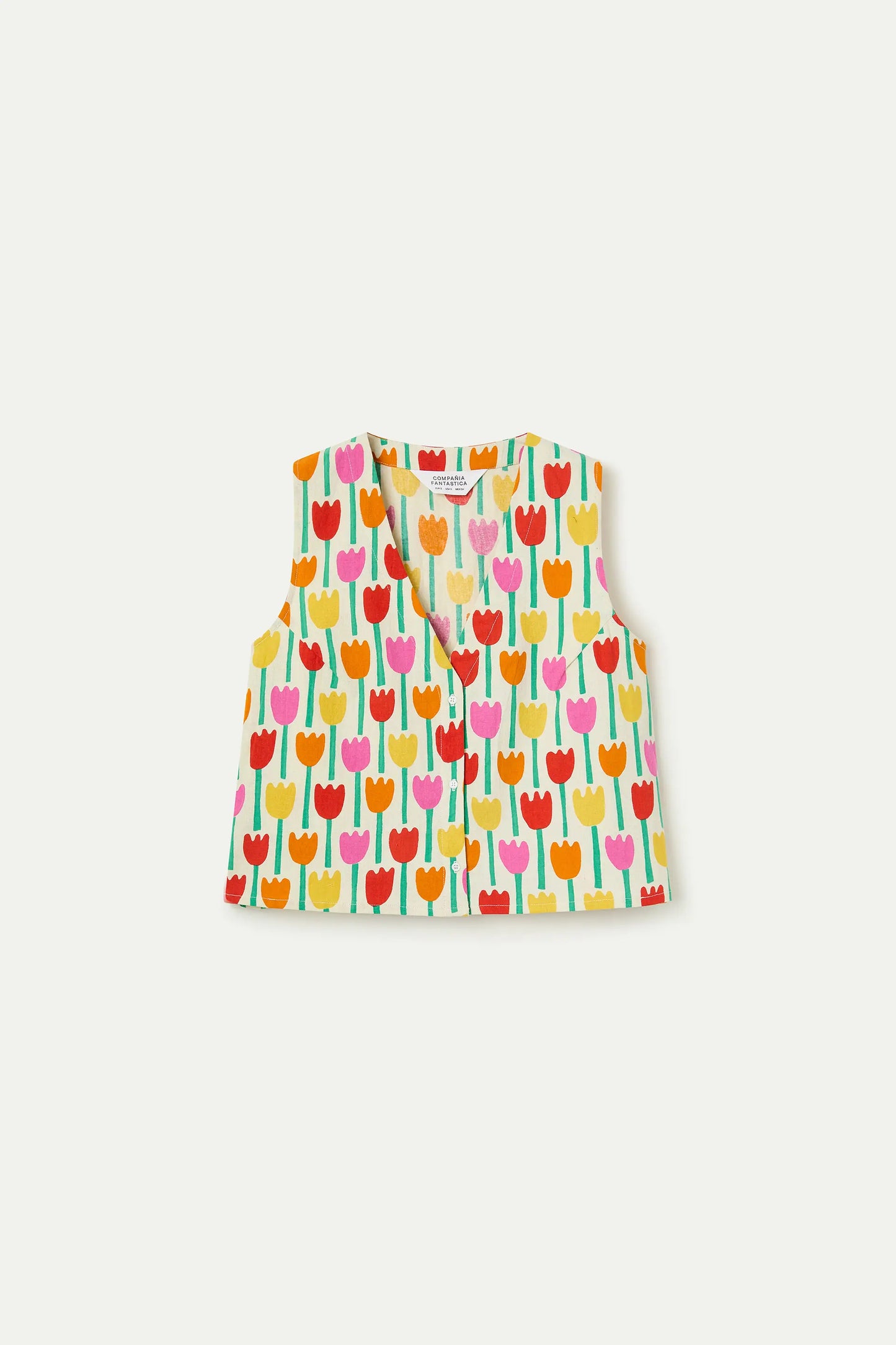 Gilet con stampa a tulipano