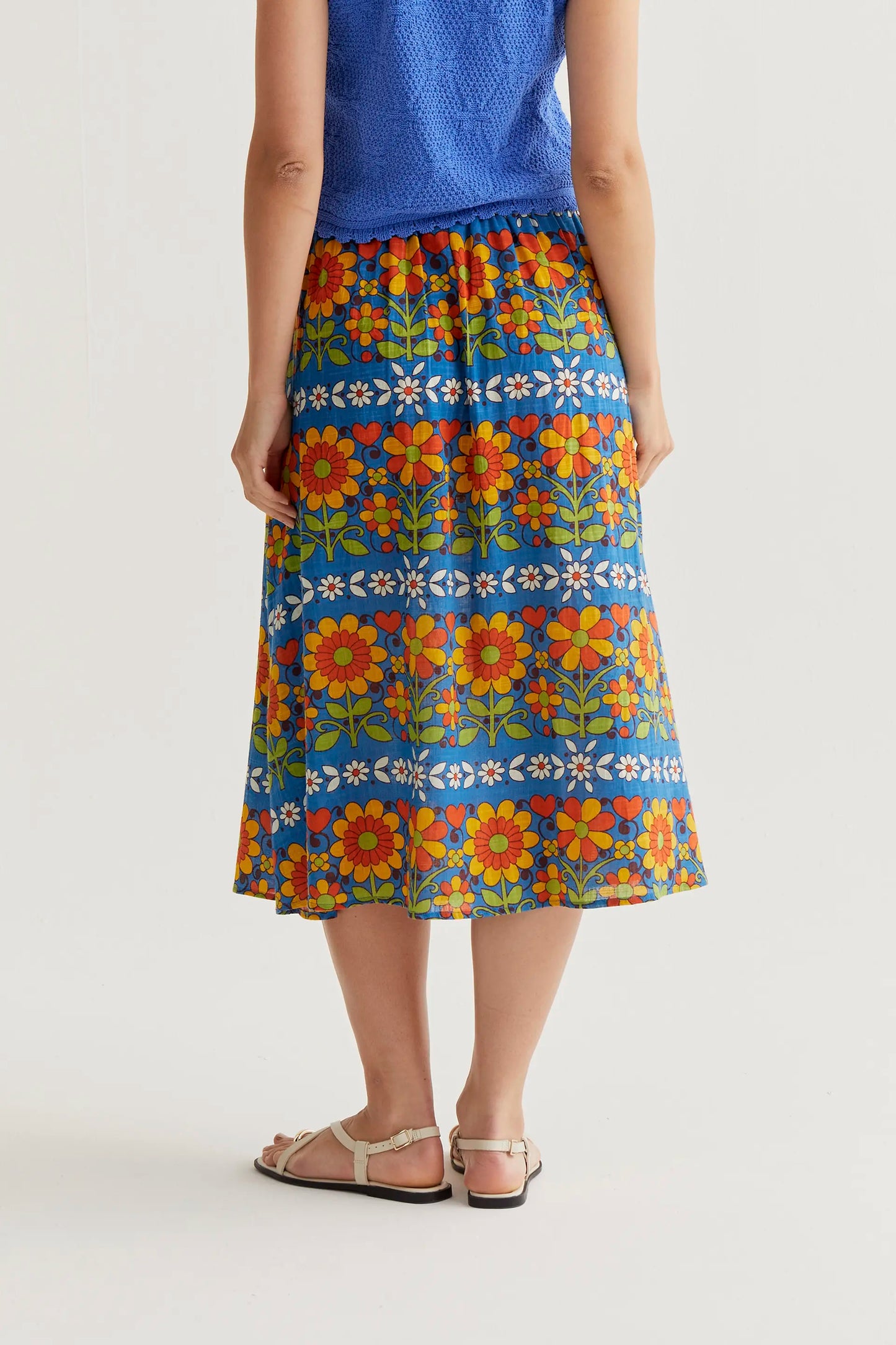 Garden print midi skirt