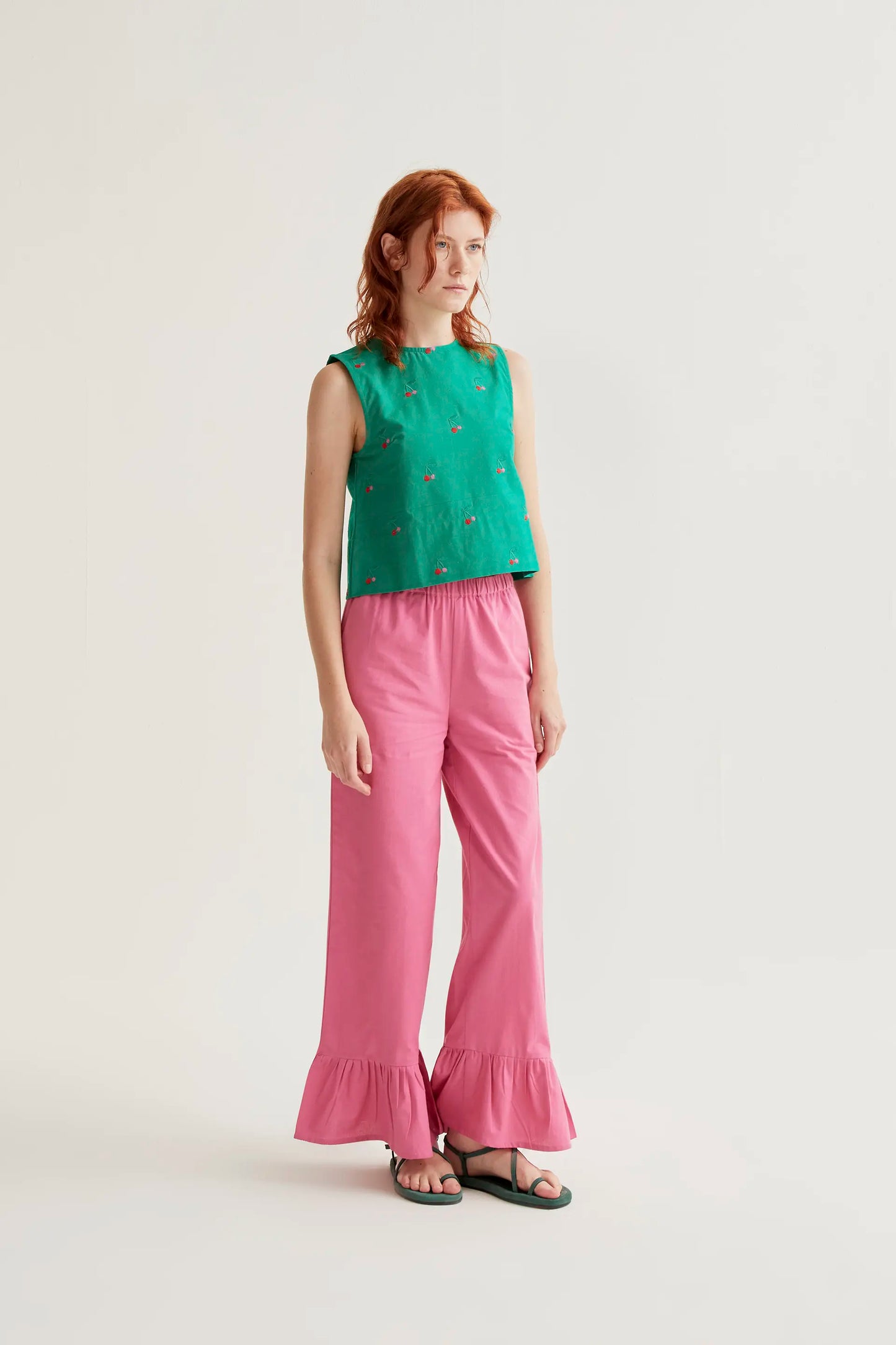 Top con stampa Green Cherries