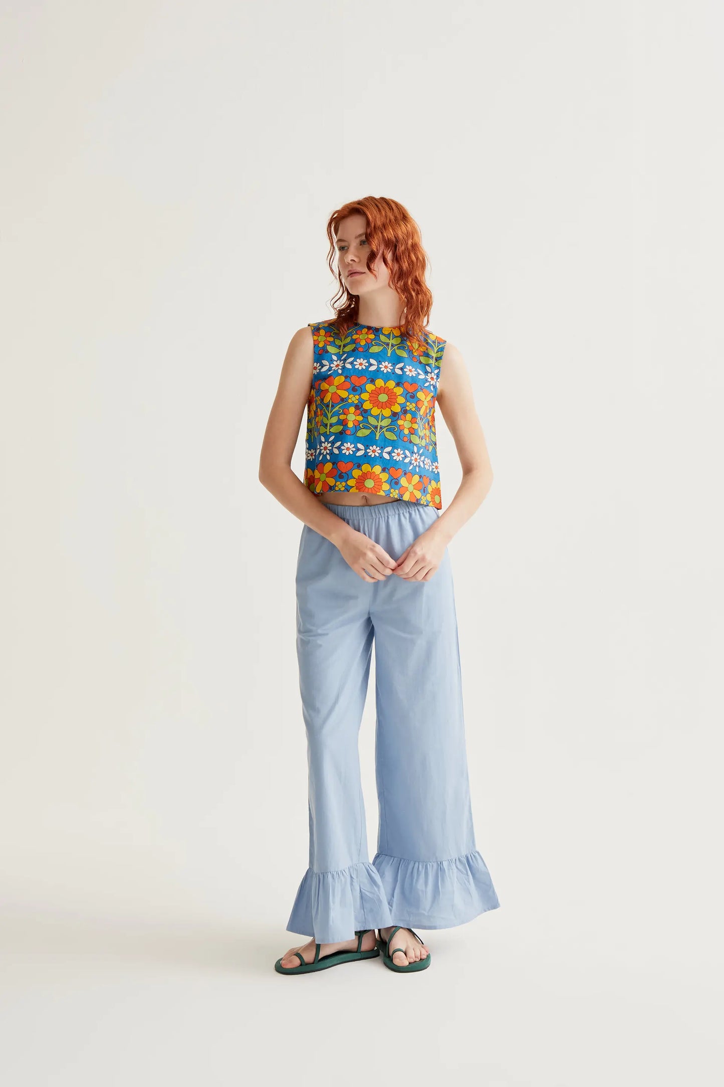 Light blue 100% cotton trousers