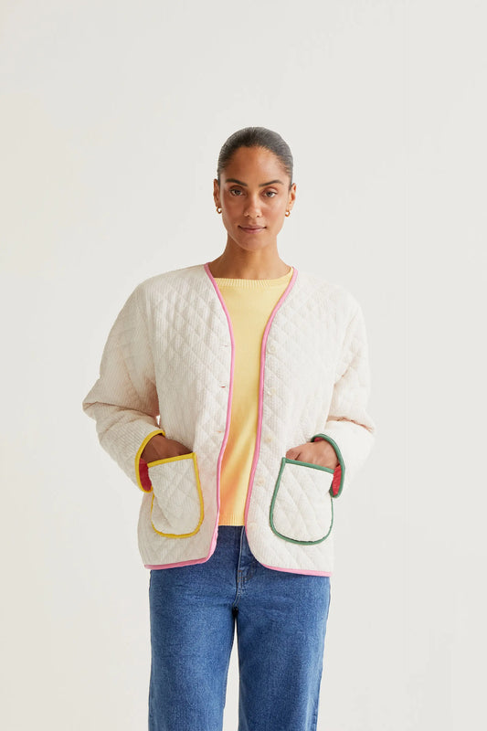 Chaqueta 100% algodón blanco roto
