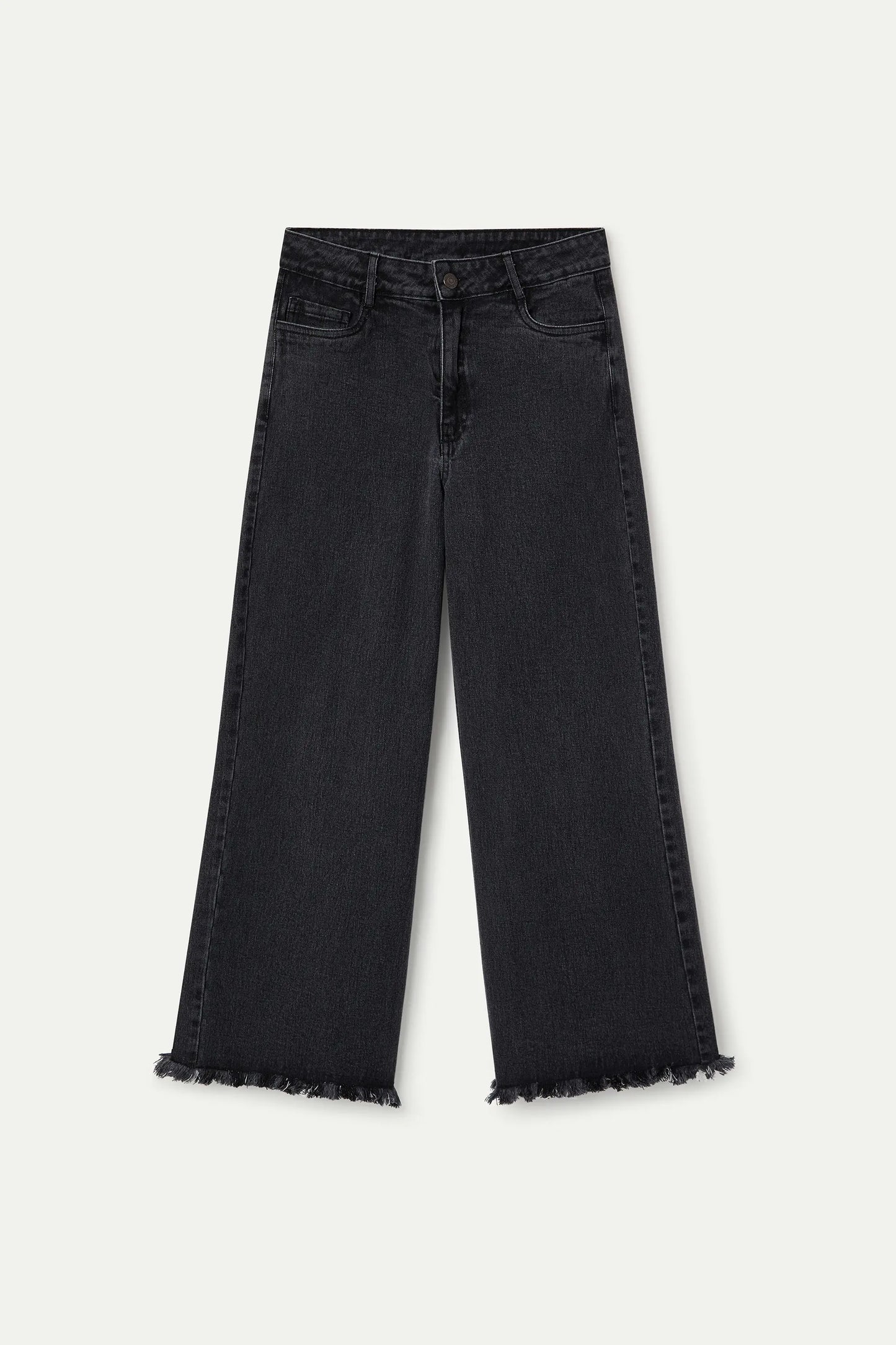 Black jeans with raw-cut hem