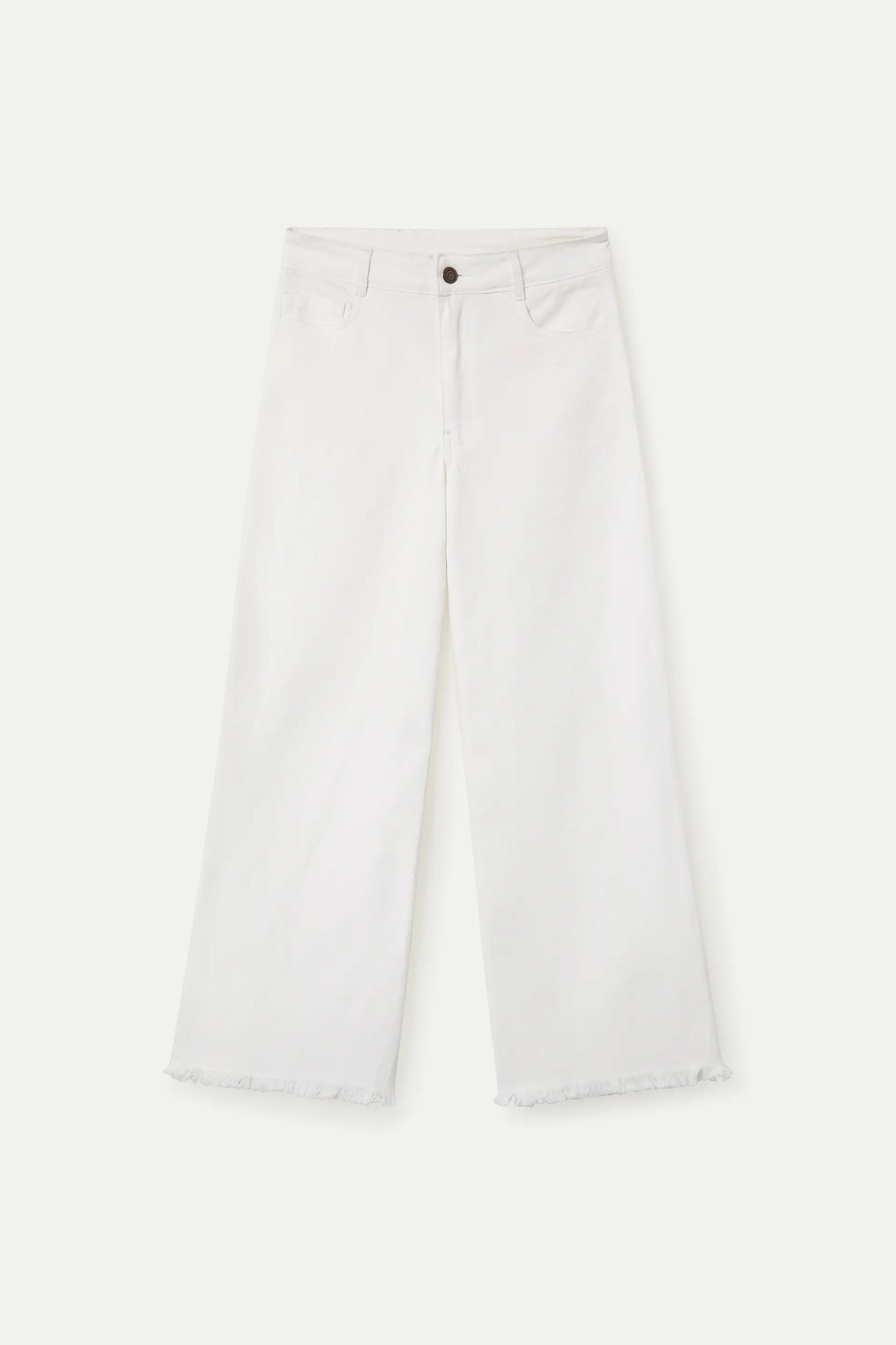 White raw-cut hem jeans
