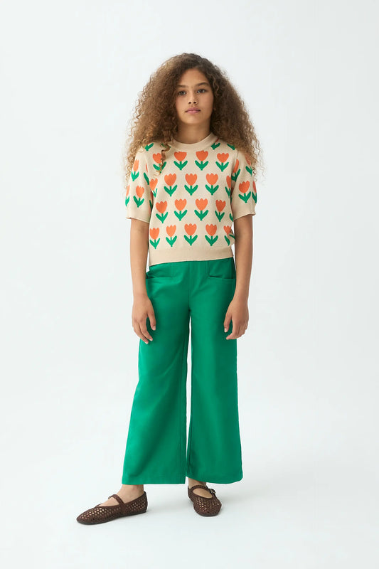 Jersey de punto de niña con estampado Orange Tulip