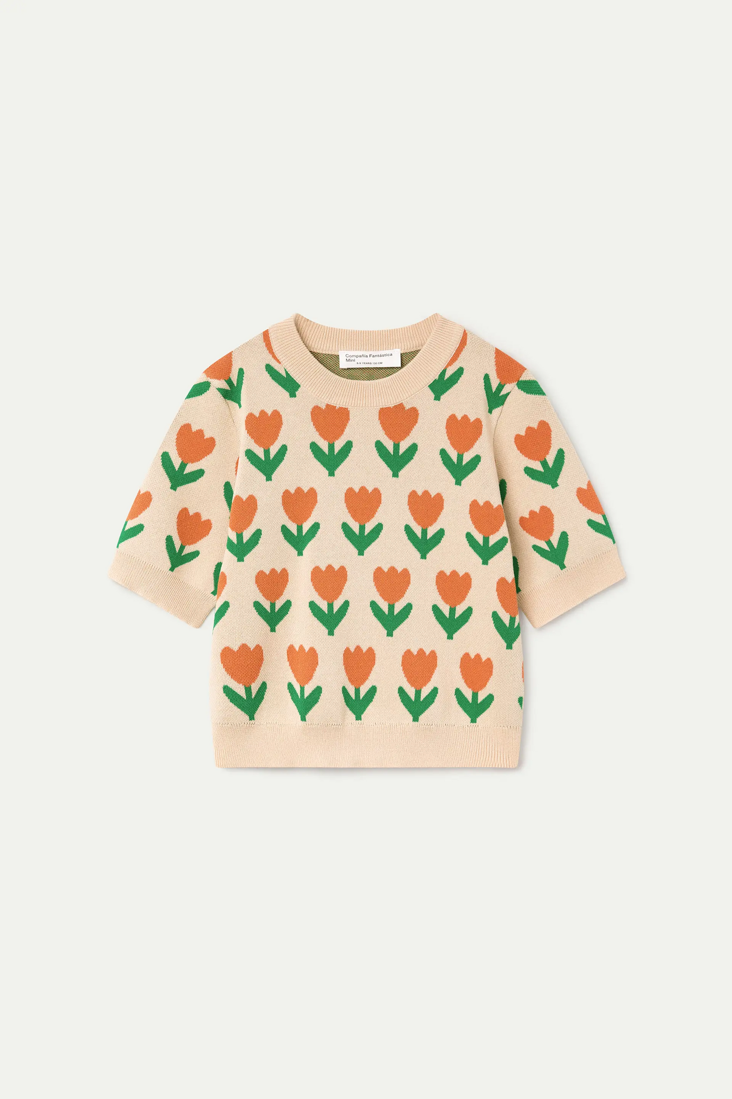 Maglione lavorato a maglia per bambina con stampa Orange Tulip