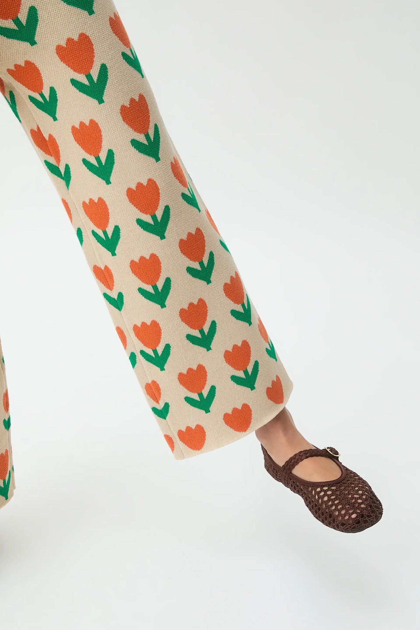 Pantaloni in maglia da bambina con stampa Orange Tulip