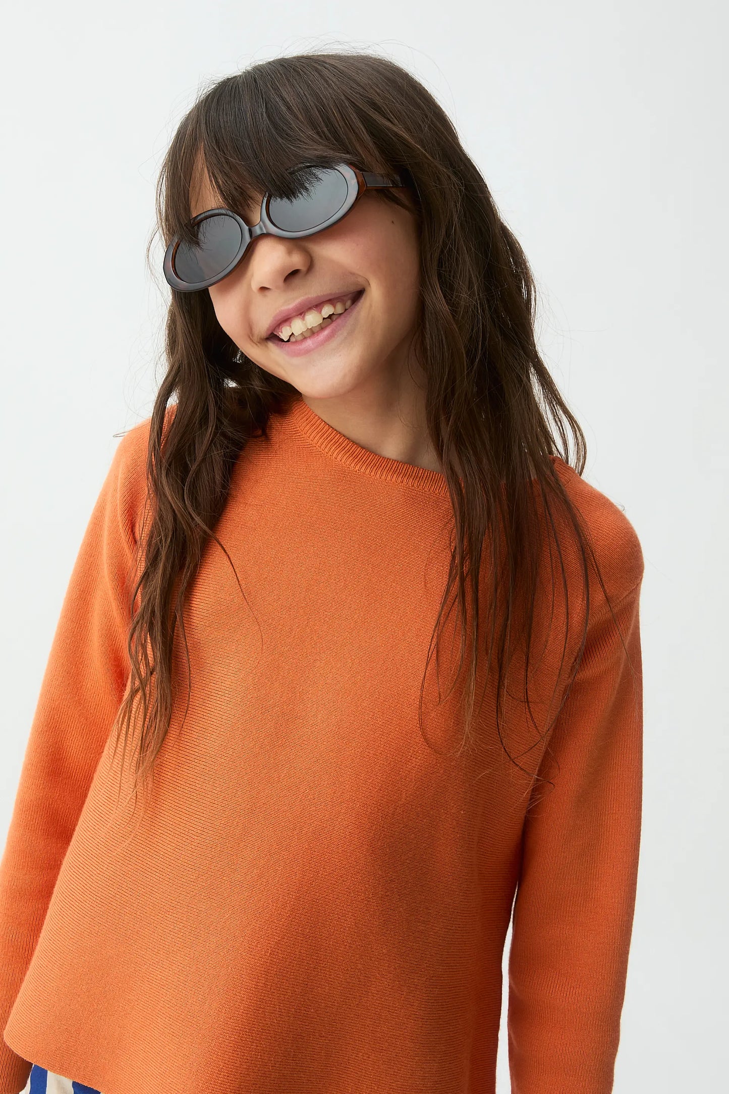 Jersey de niña punto naranja