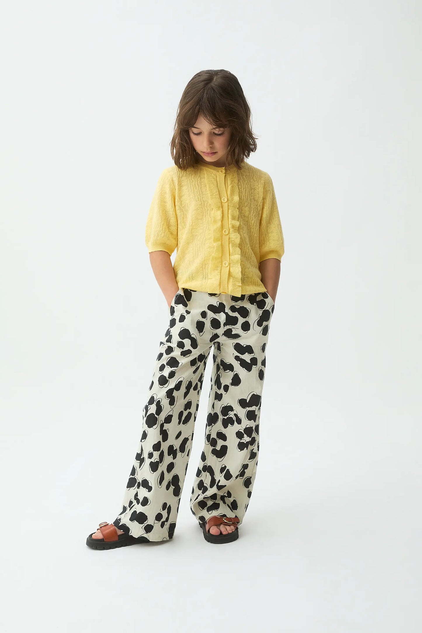 Cárdigan de niña punto amarillo