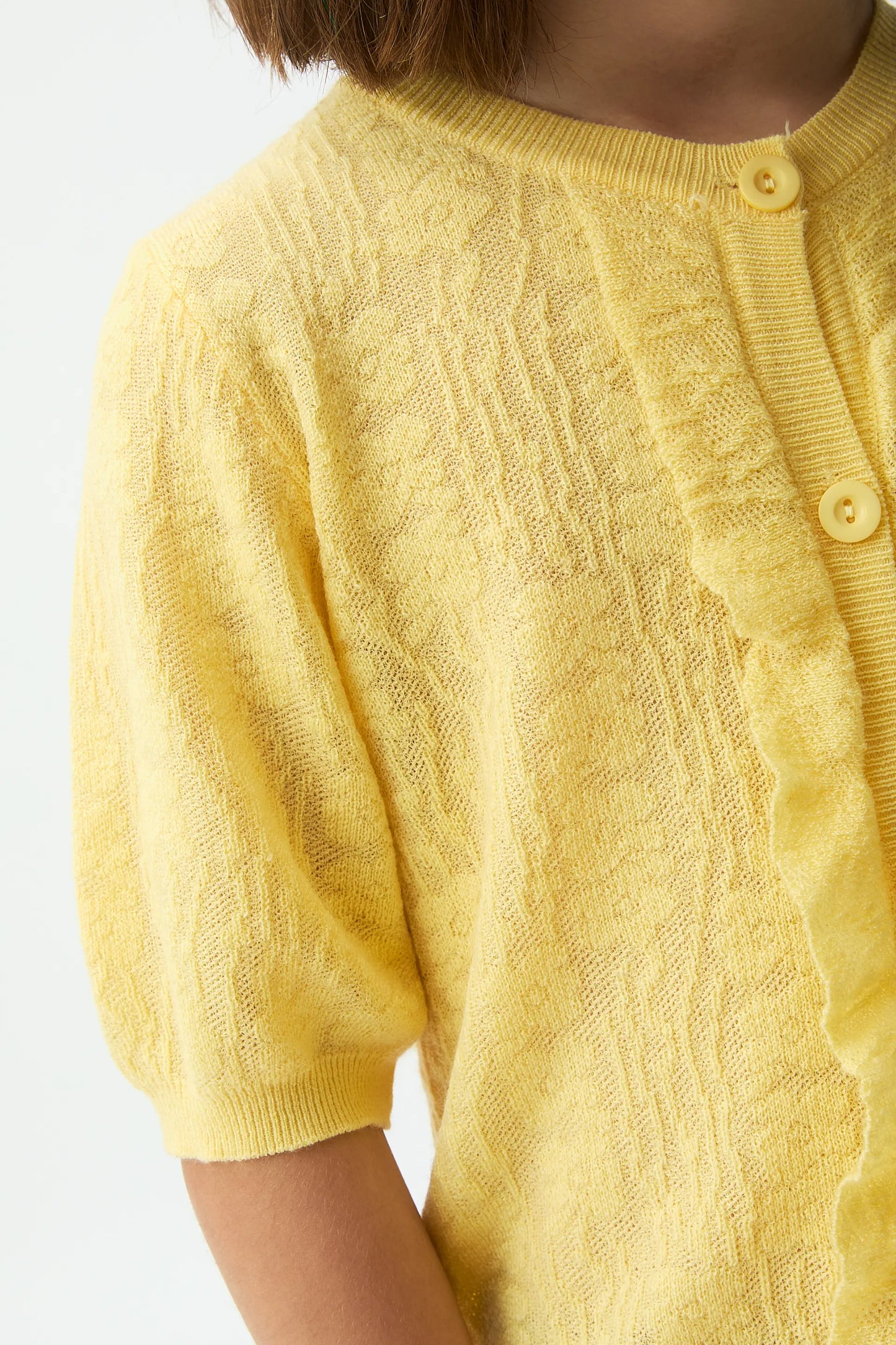 Cárdigan de niña punto amarillo