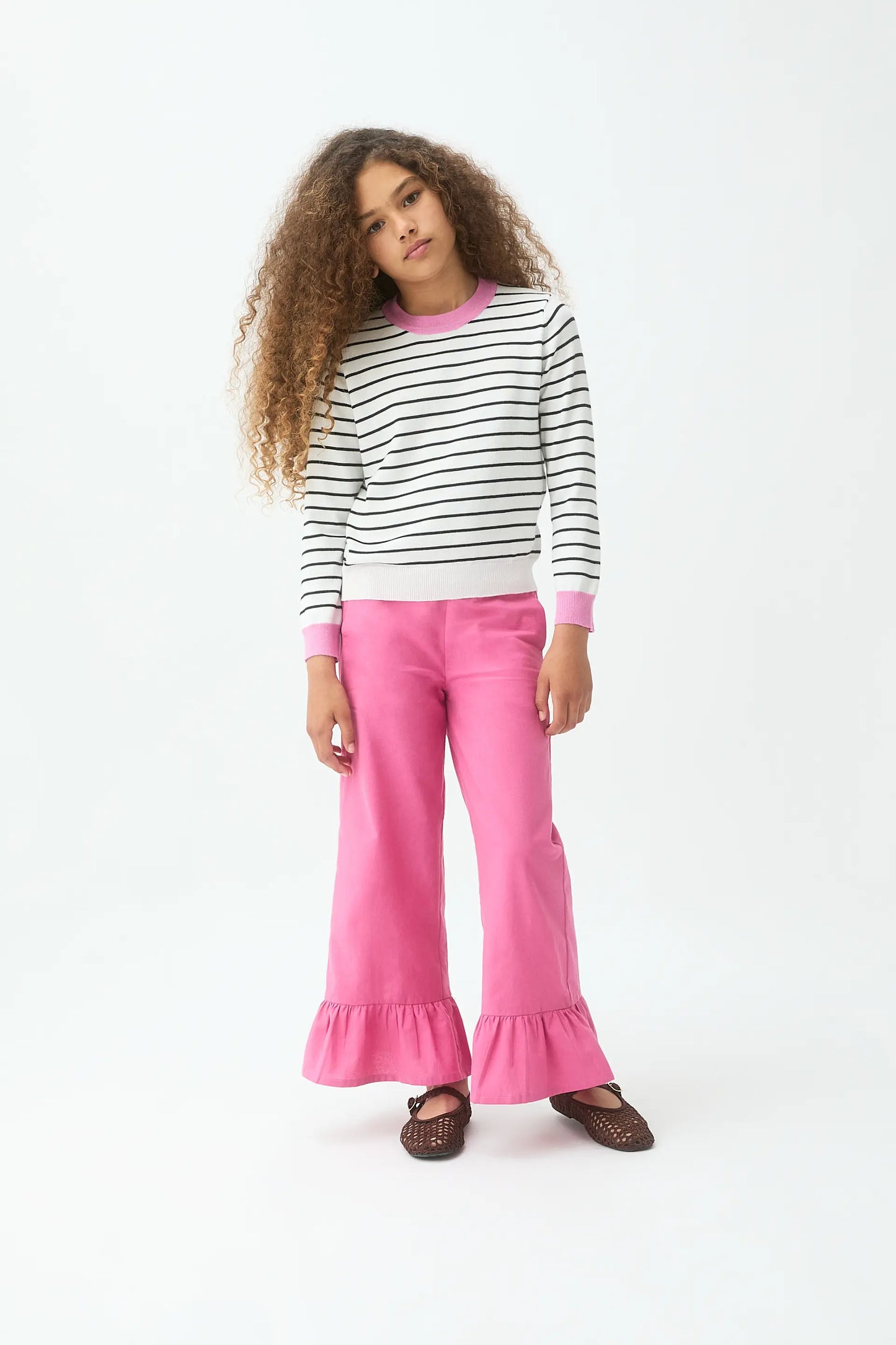 Maglione da bambina con colletto rosa