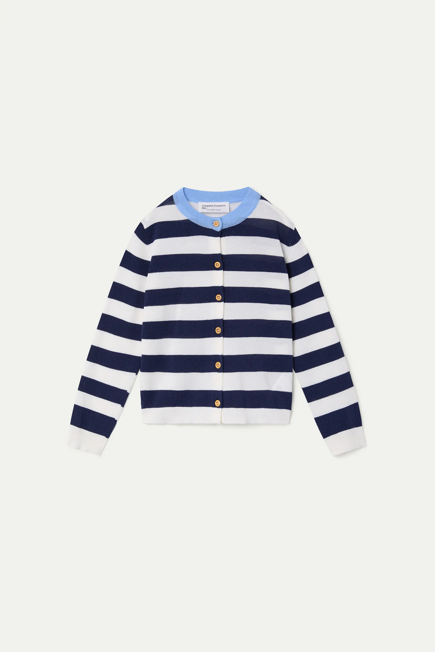 Cardigan da bambina con stampa a righe bianche e blu