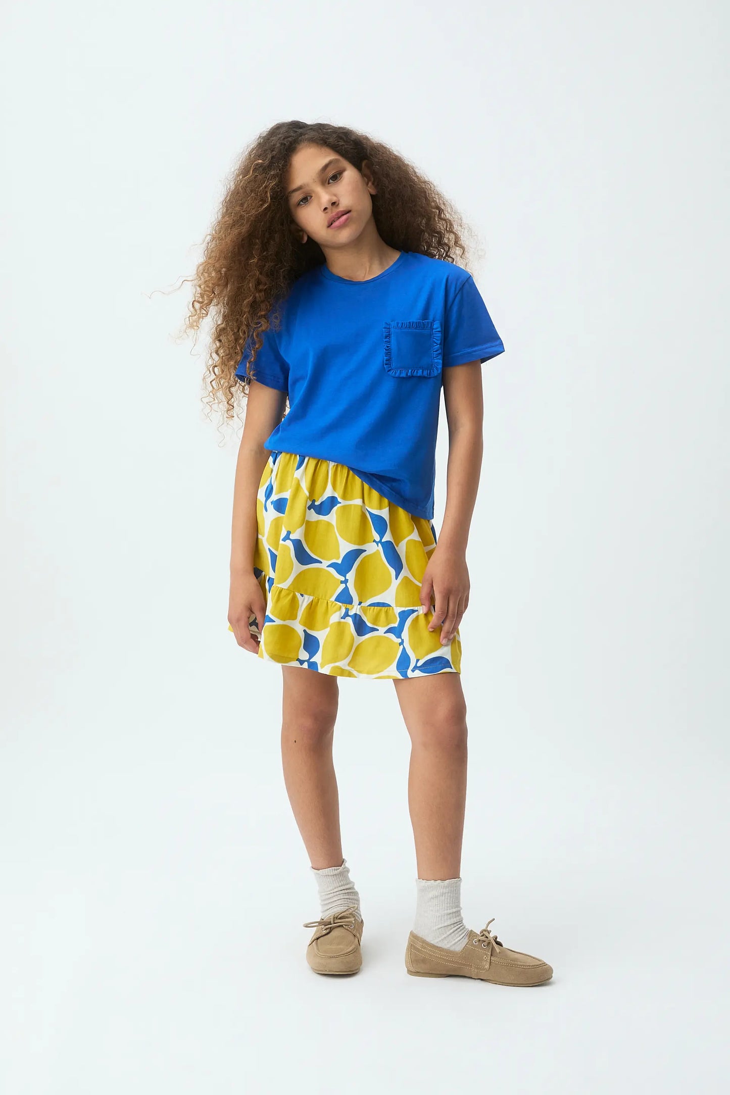 Maglietta blu 100% cotone per bambine
