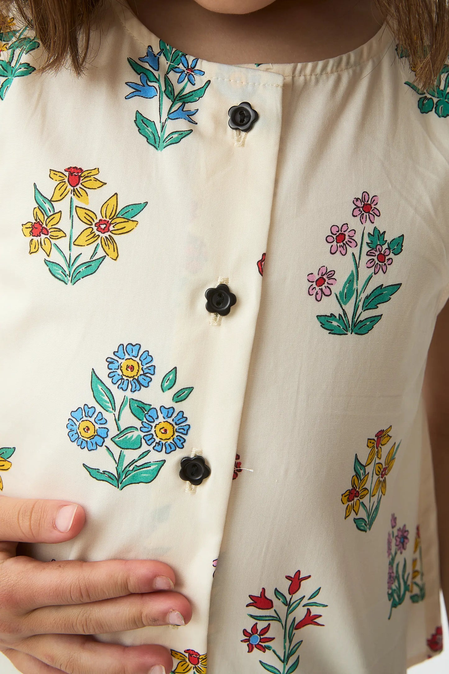 Top da bambina, 100% cotone, con stampa Gardener