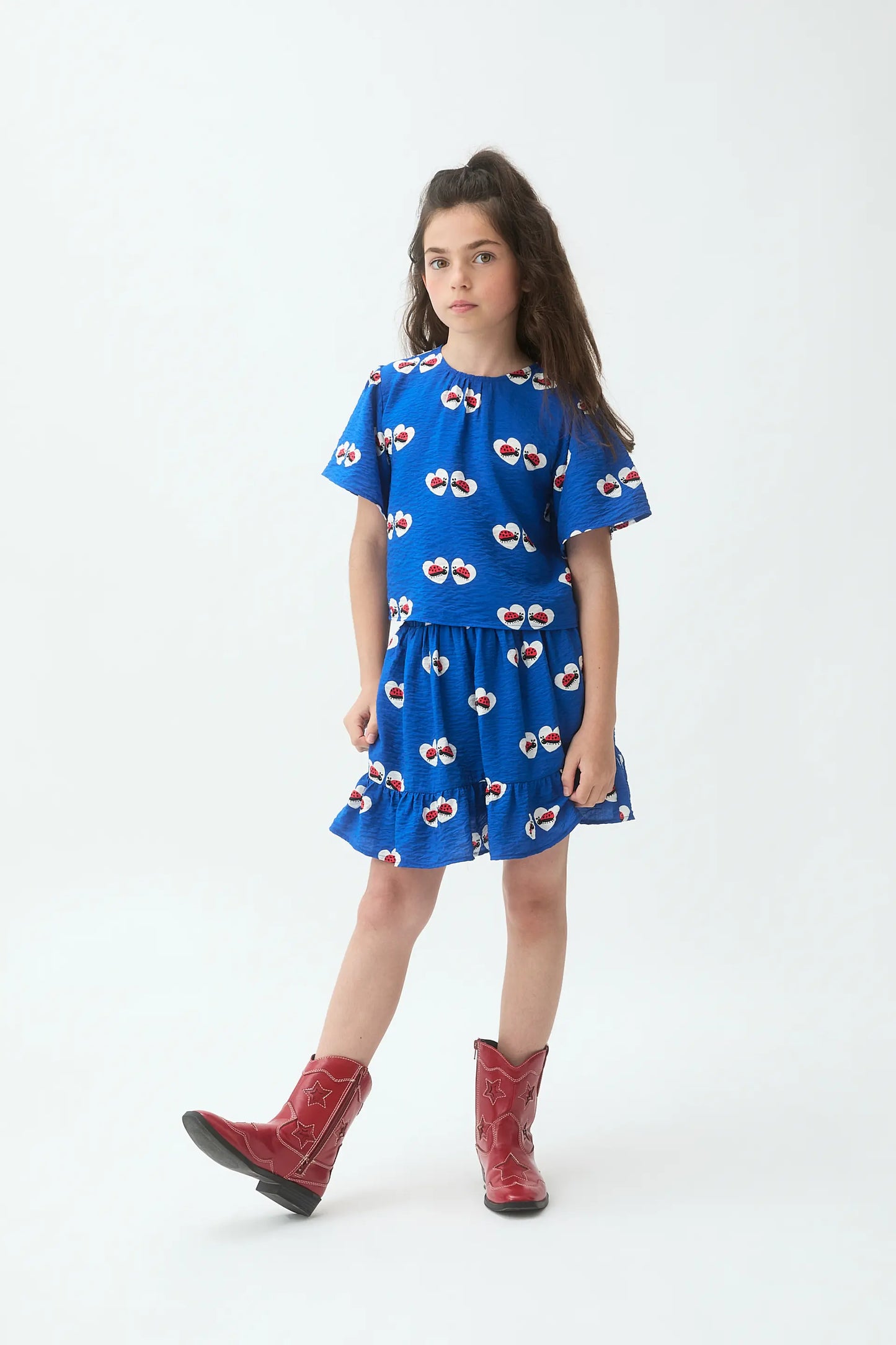 Girl's short skirt with ladybug print