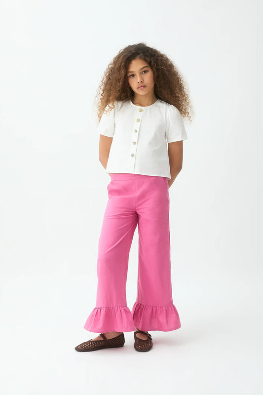 Top de niña 100% algodón blanco
