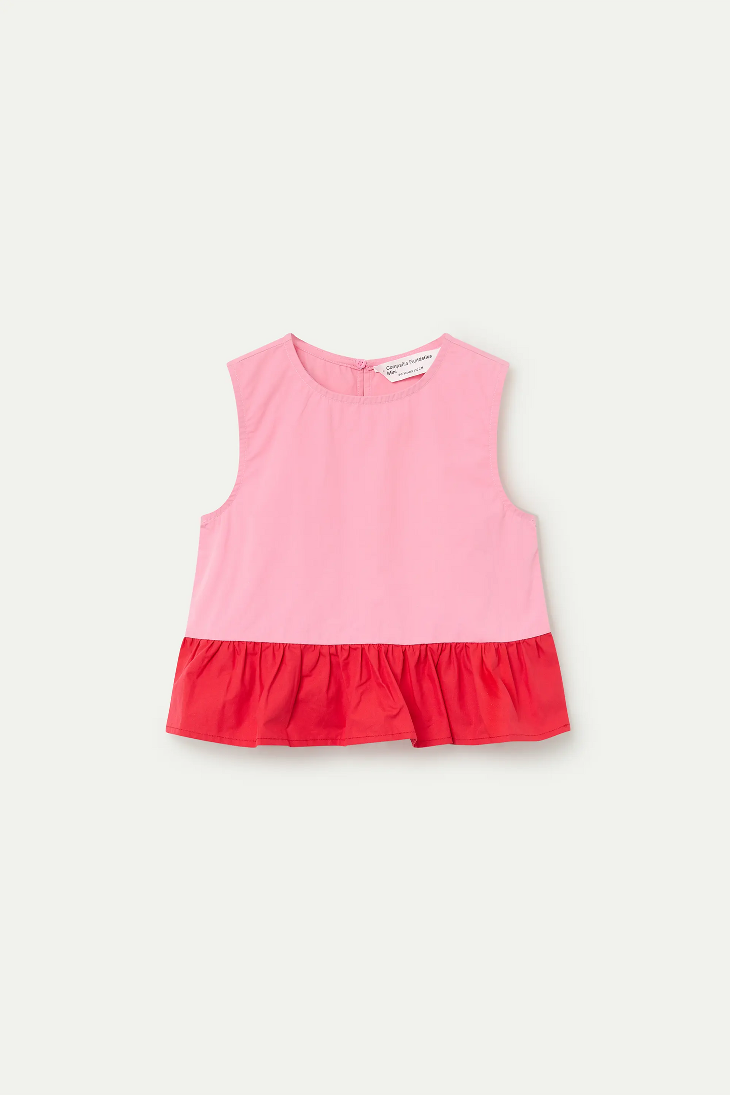 Top per bambina, 100% cotone, bicolore rosa e rosso