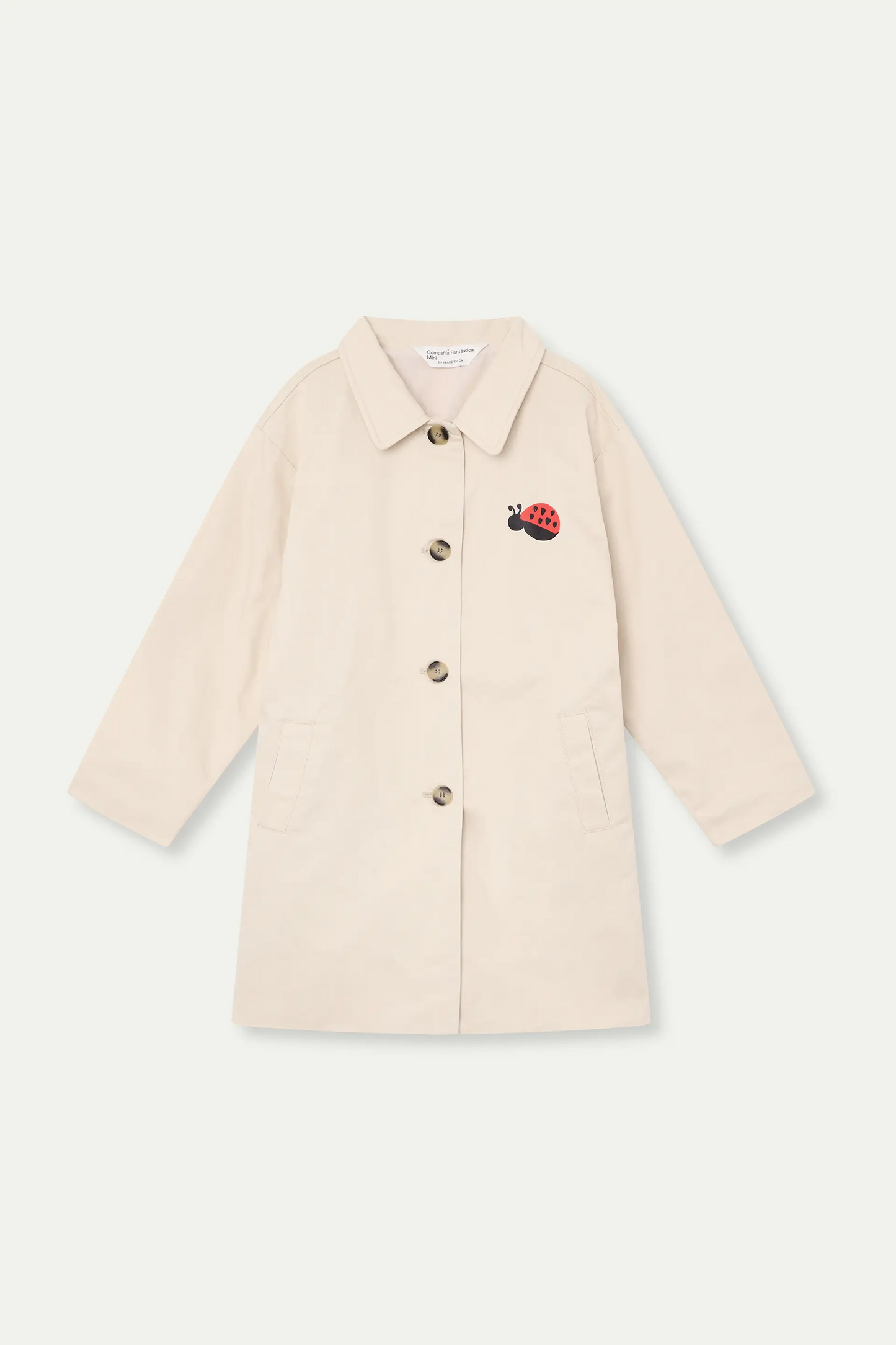 Trench da bambina con stampa coccinella