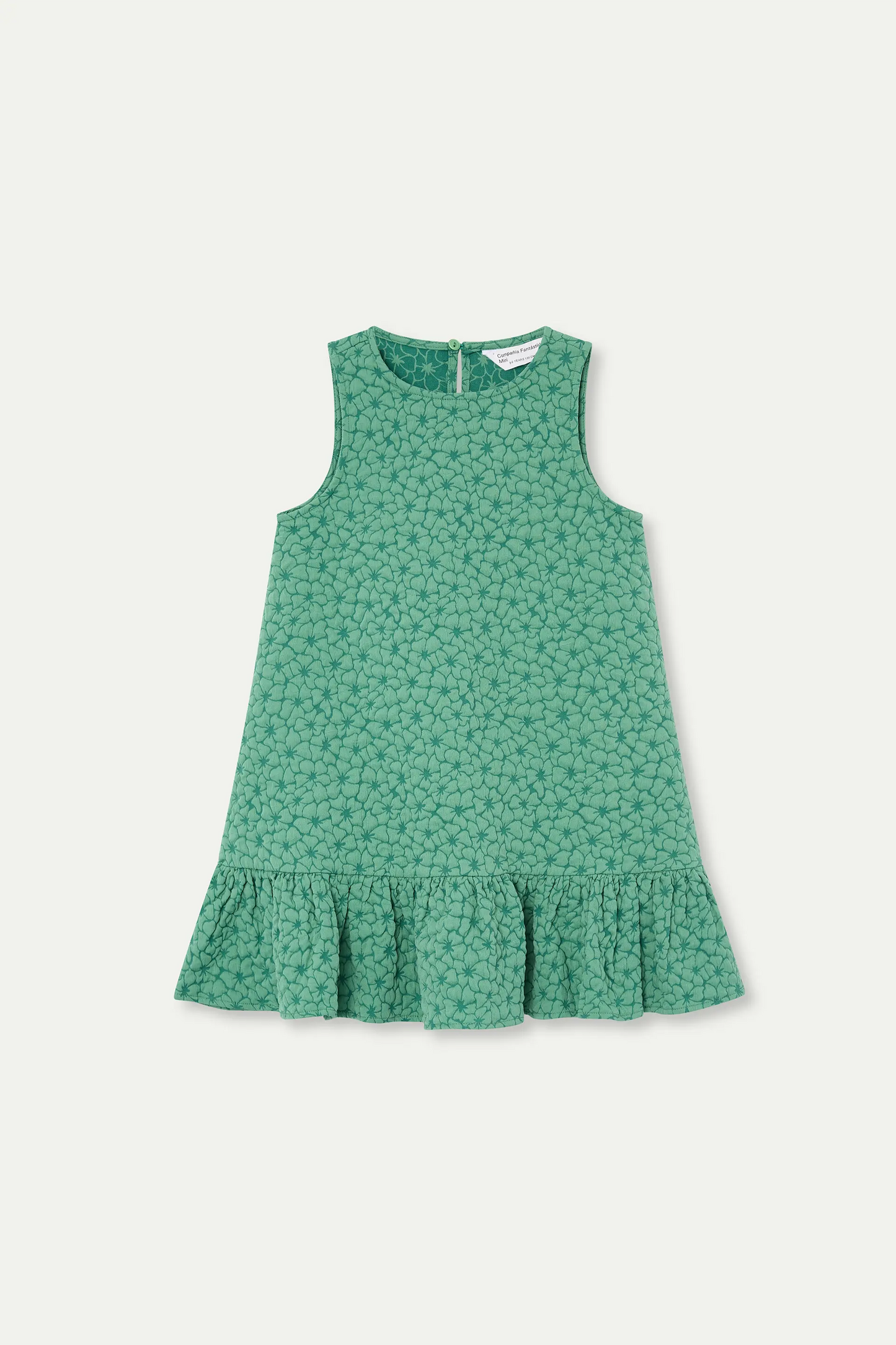 Abito corto da bambina con stampa floreale verde