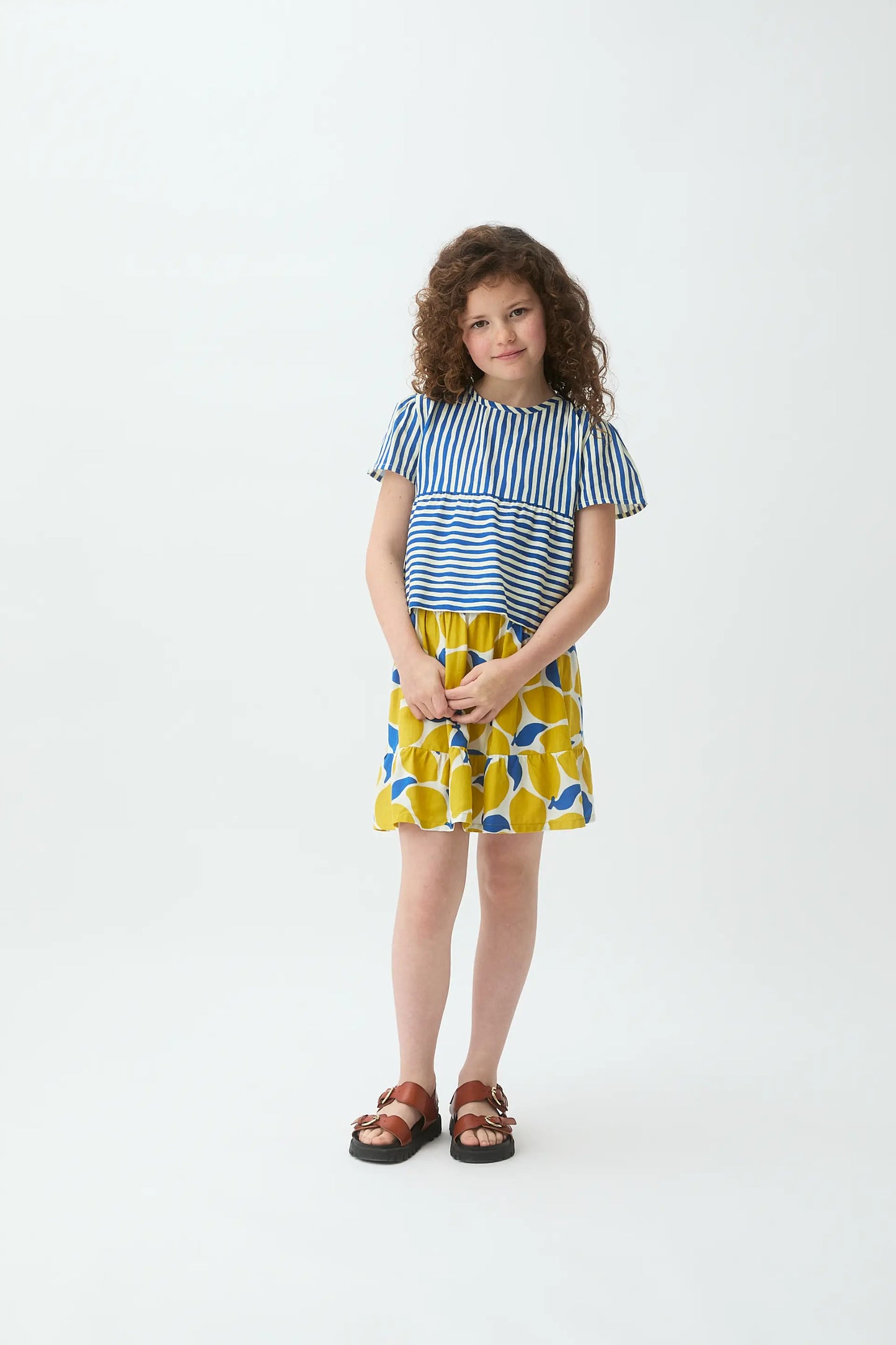 Falda corta de niña con estampado Limoncello