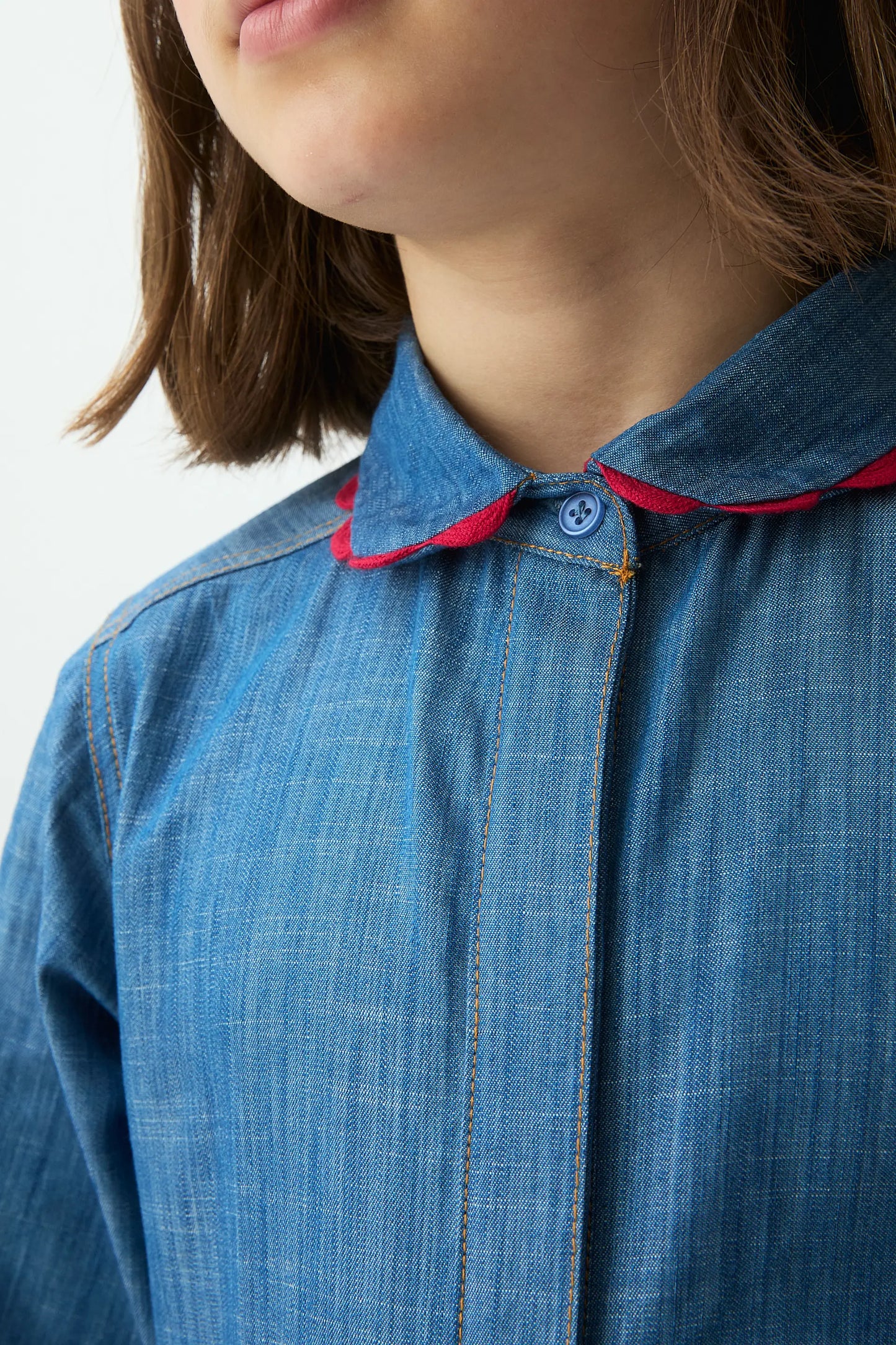 Camicia da bambina 100% cotone Chambray