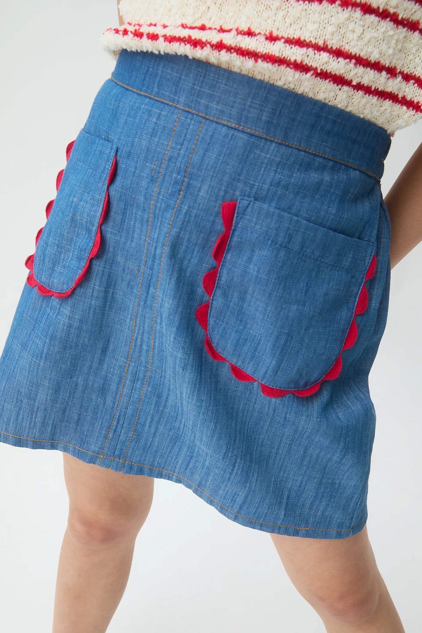 Gonna corta da bambina 100% cotone Chambray