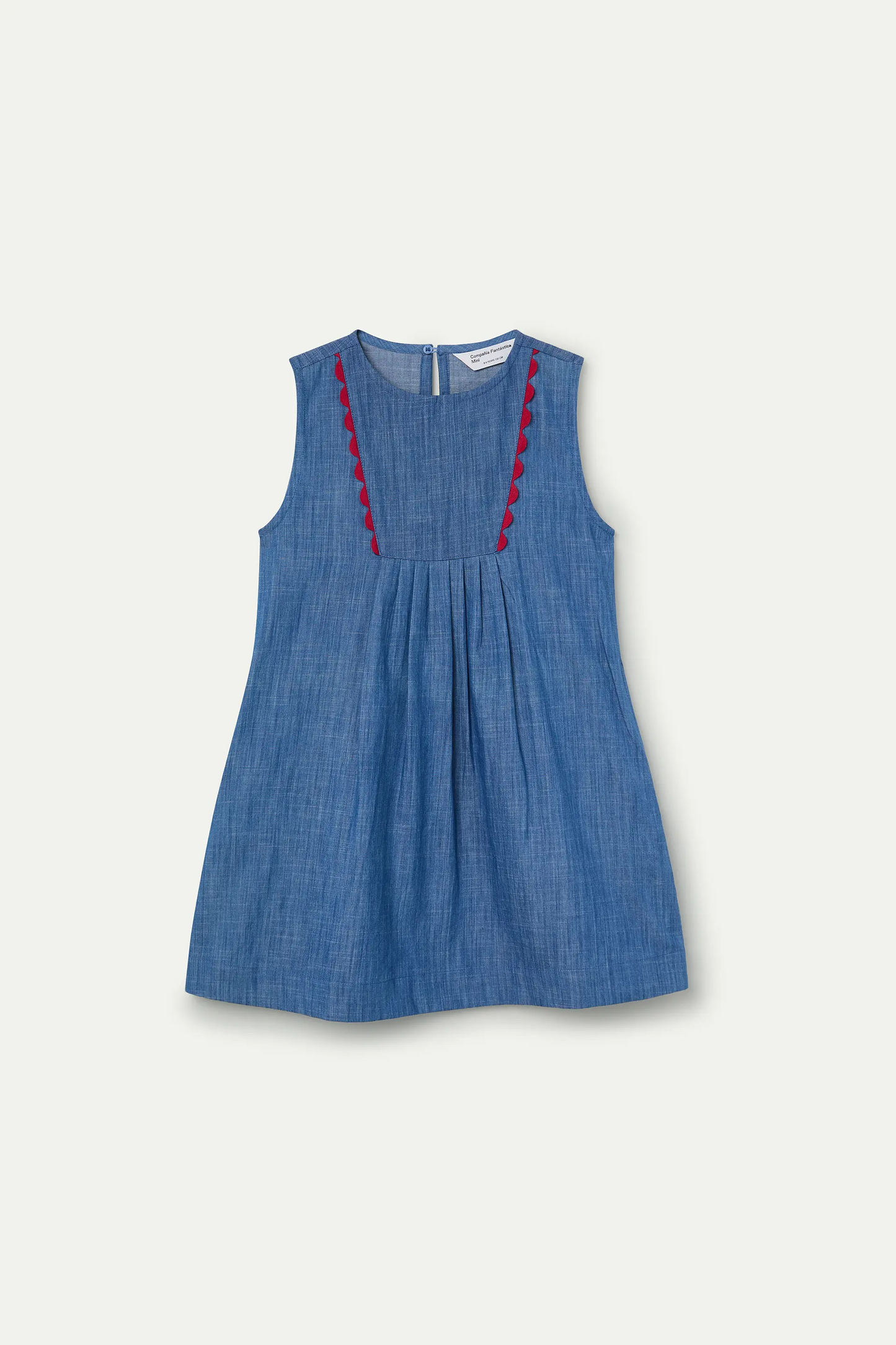 Vestido corto de niña 100% algodón Chambray