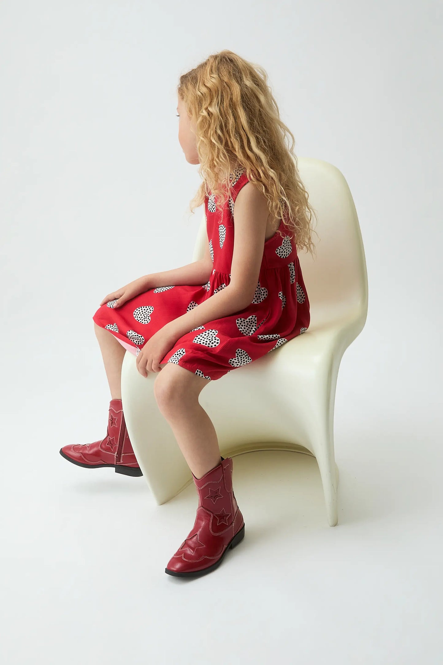 Girl's short dress with Harmony Red print