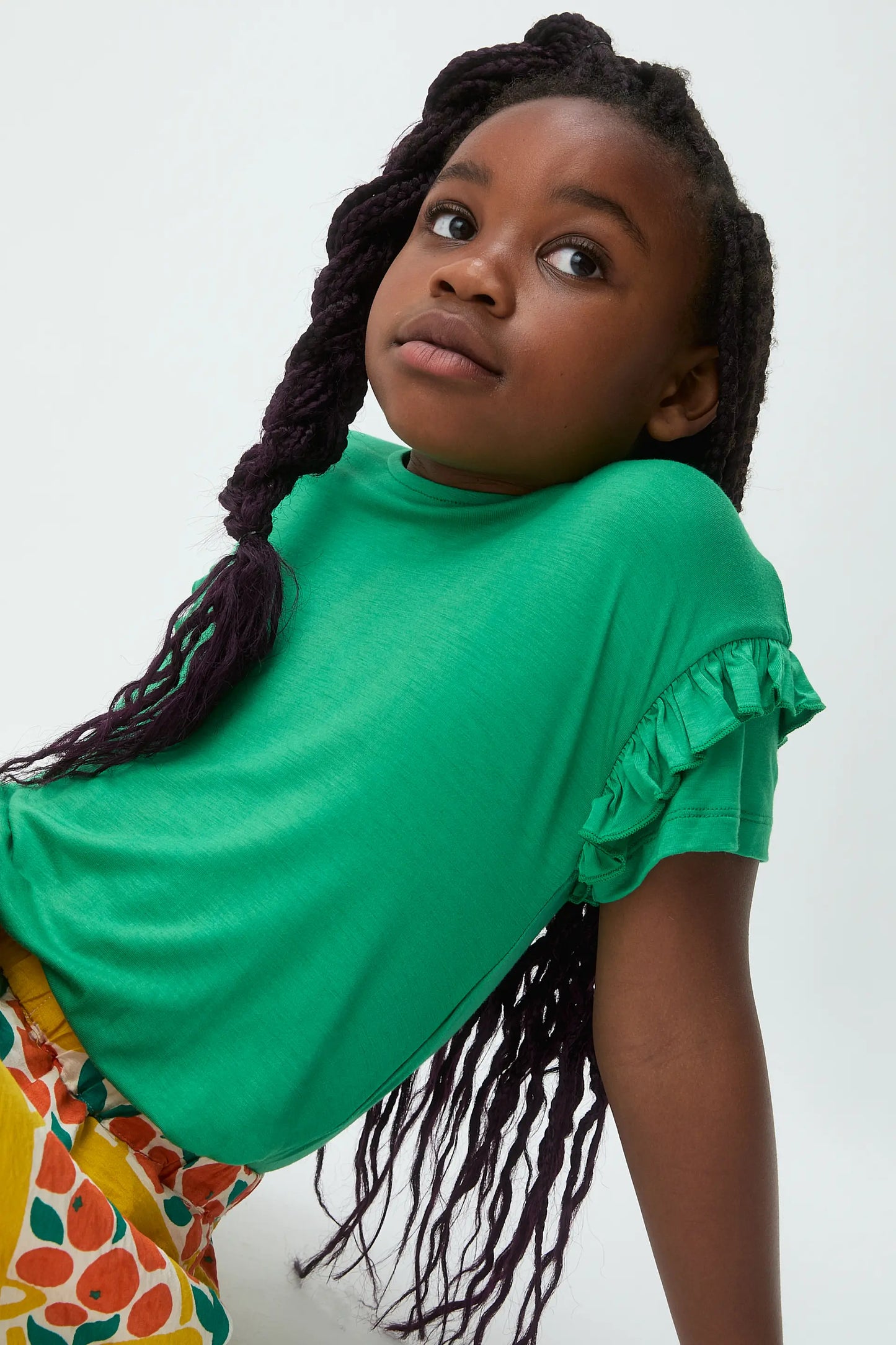 Camiseta básica de niña color verde