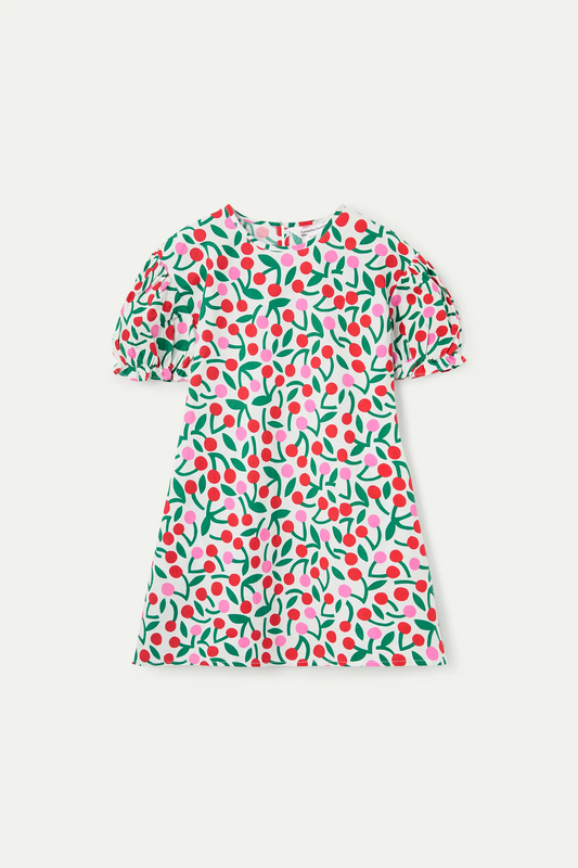 Vestido de niña 100% algodón con estampado Guinda