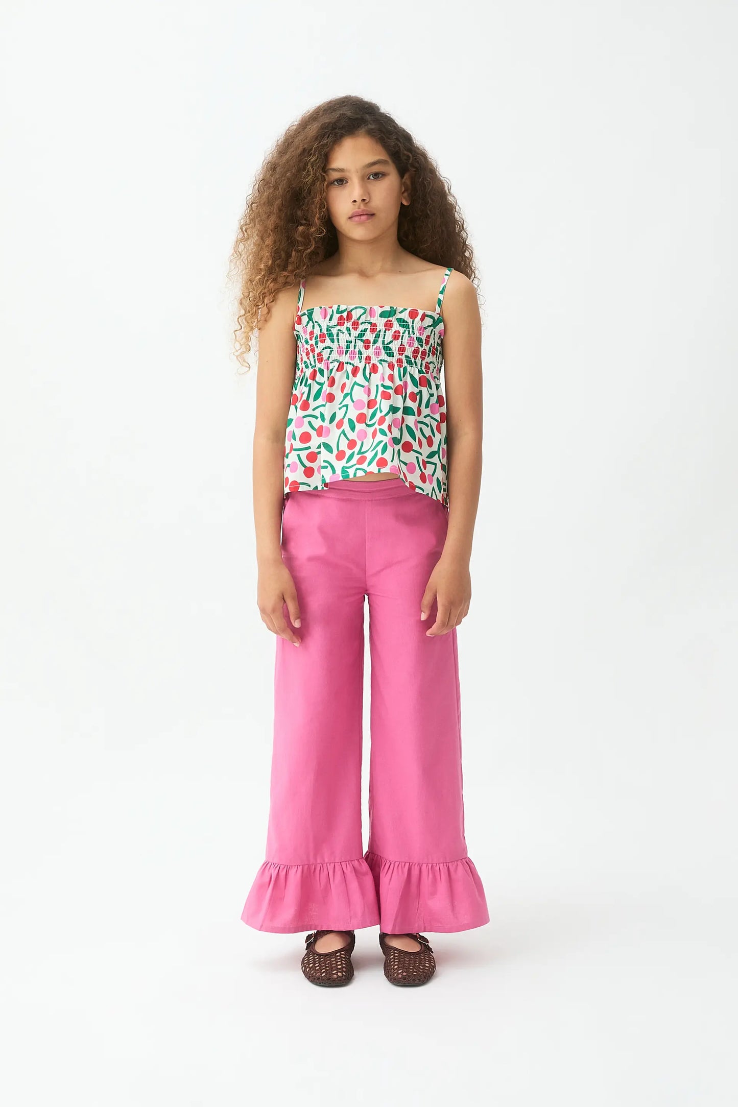 Top da bambina con stampa bordeaux