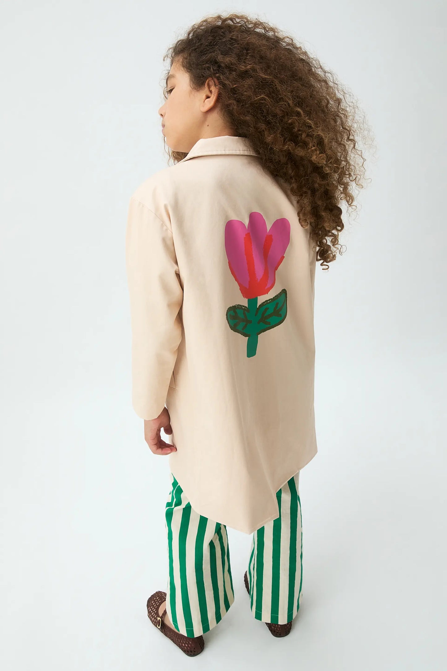 Pantaloni da bambina con stampa di bambù verde