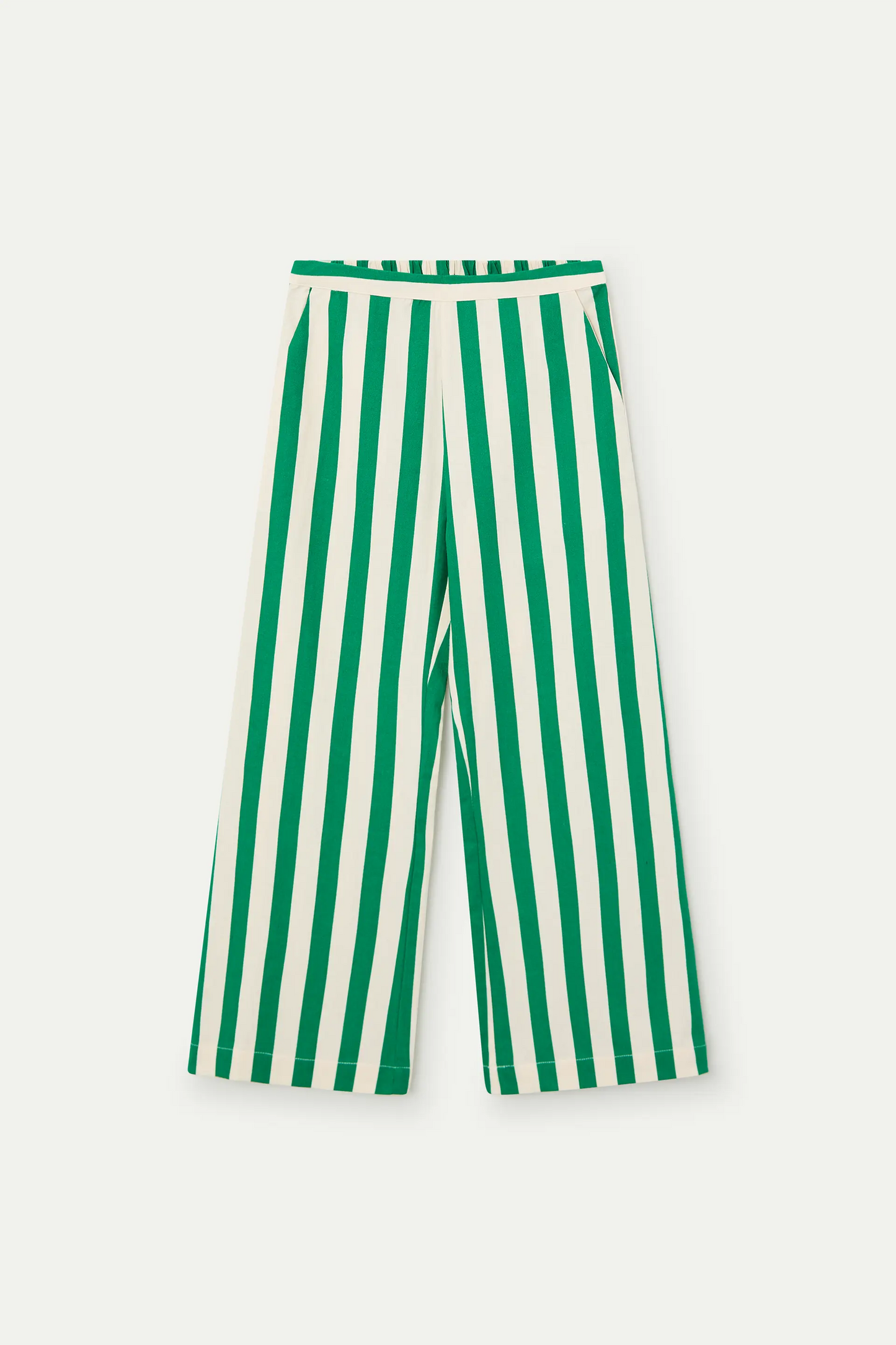 Pantaloni da bambina con stampa di bambù verde