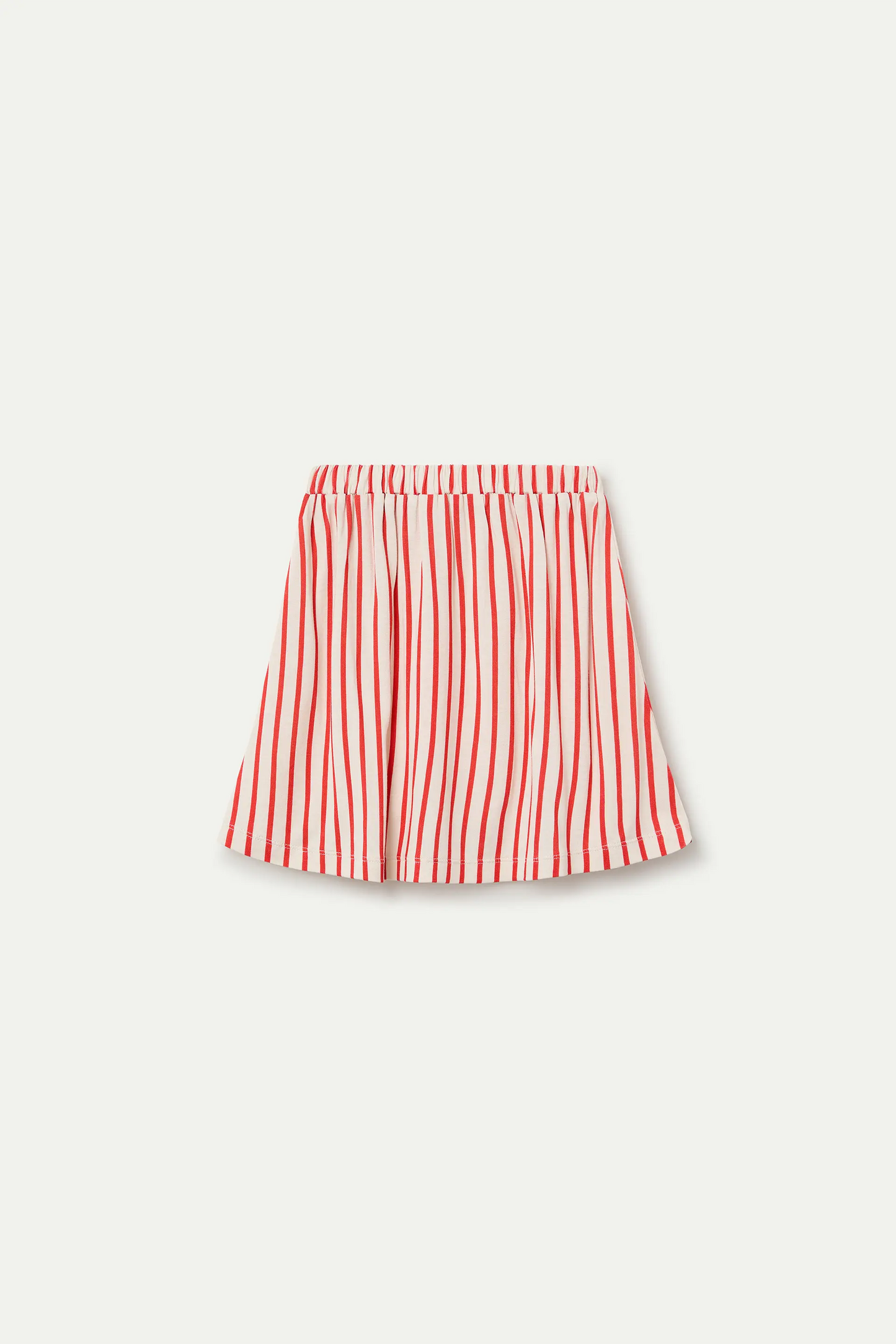 Falda corta de niña con estampado de rayas rojas