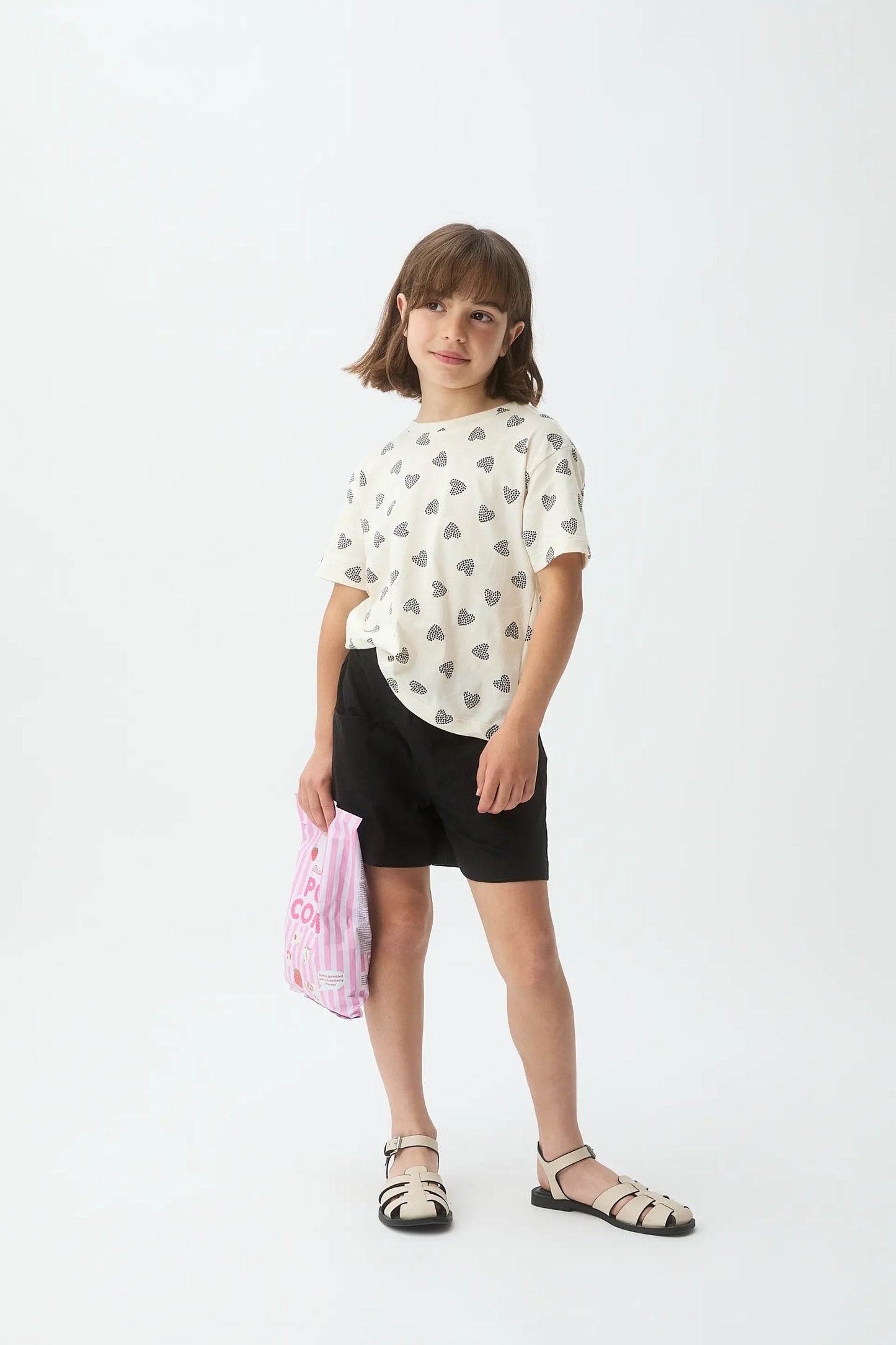 T-shirt da bambina con stampa Coccinella nera