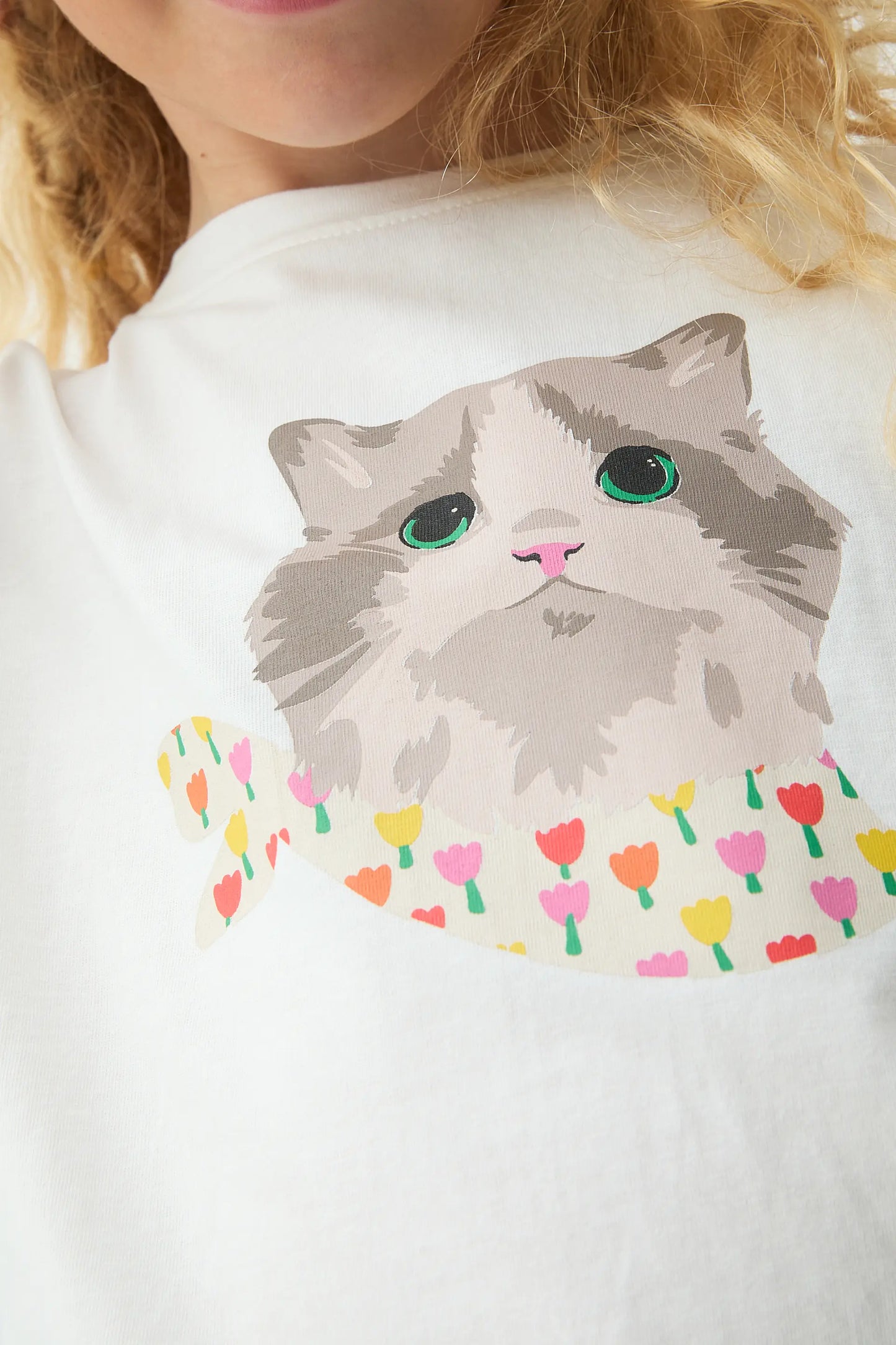 Camiseta de niña con estampado de Gatito