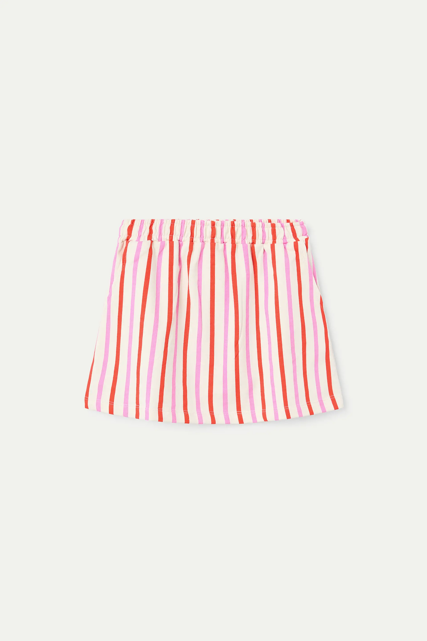 Falda corta de niña estampado de rayas rosa y rojo