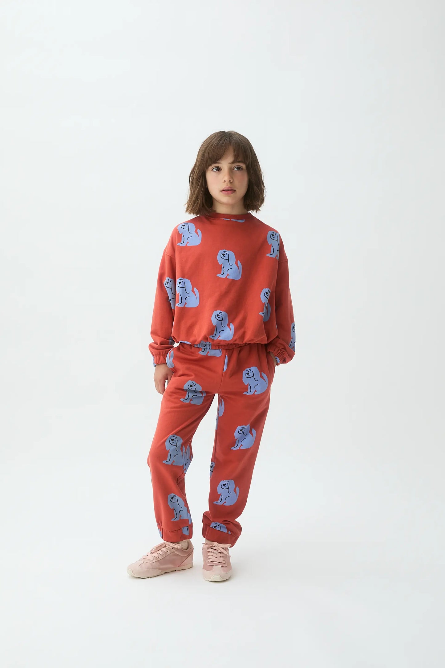 Pantaloni da bambina con stampa di cuccioli
