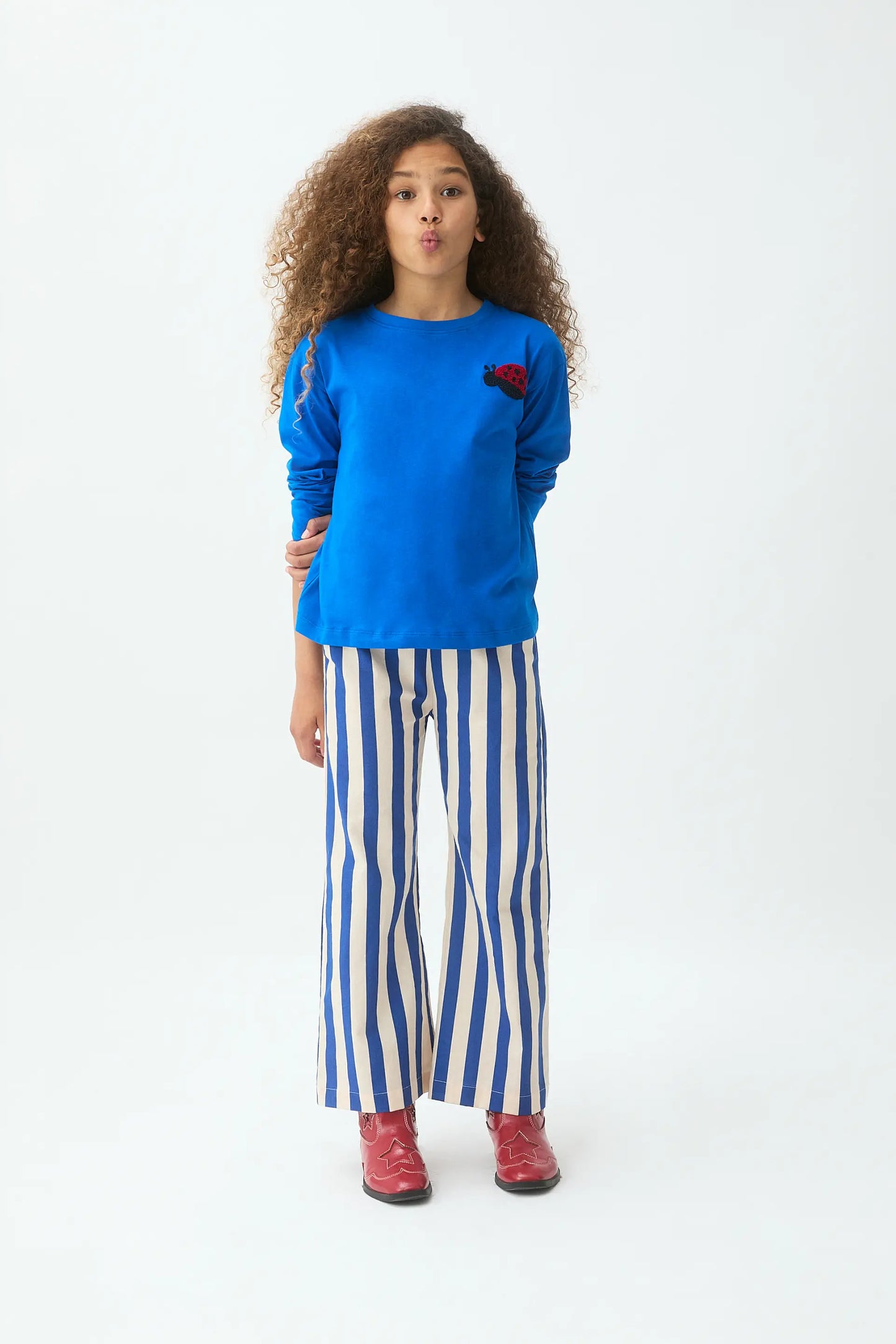 Girls' long-sleeved t-shirt with ladybug patch
