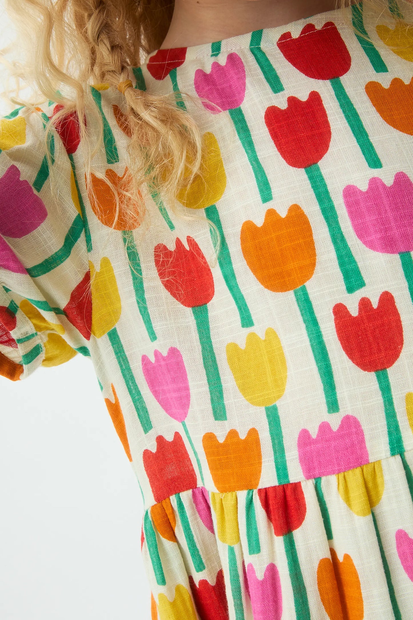 Vestido corto de niña con estampado Tulipa