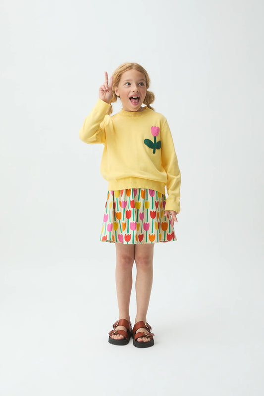 Falda corta de niña con estampado Tulipa