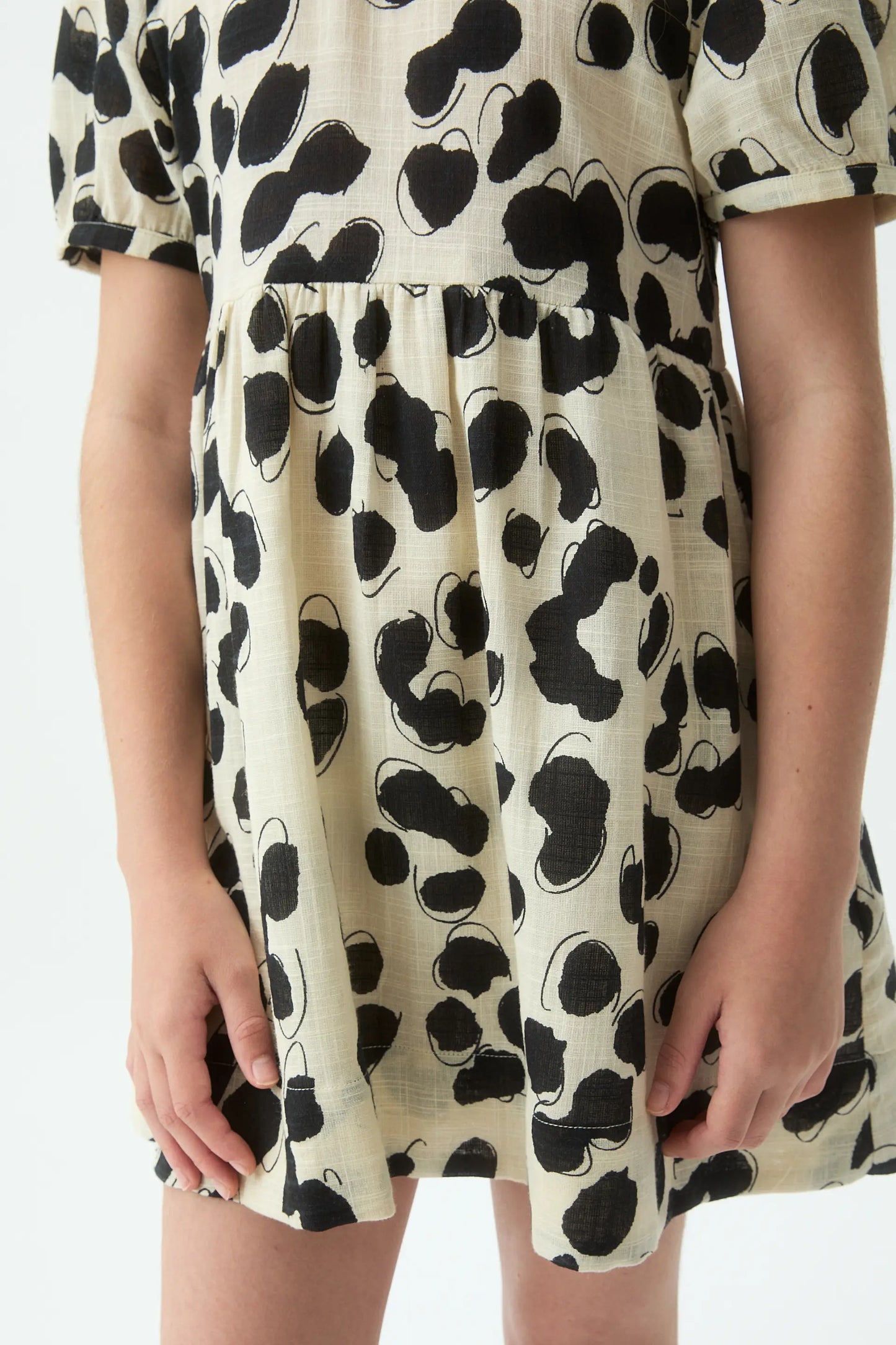 Short dress for girls with Dalmatian print